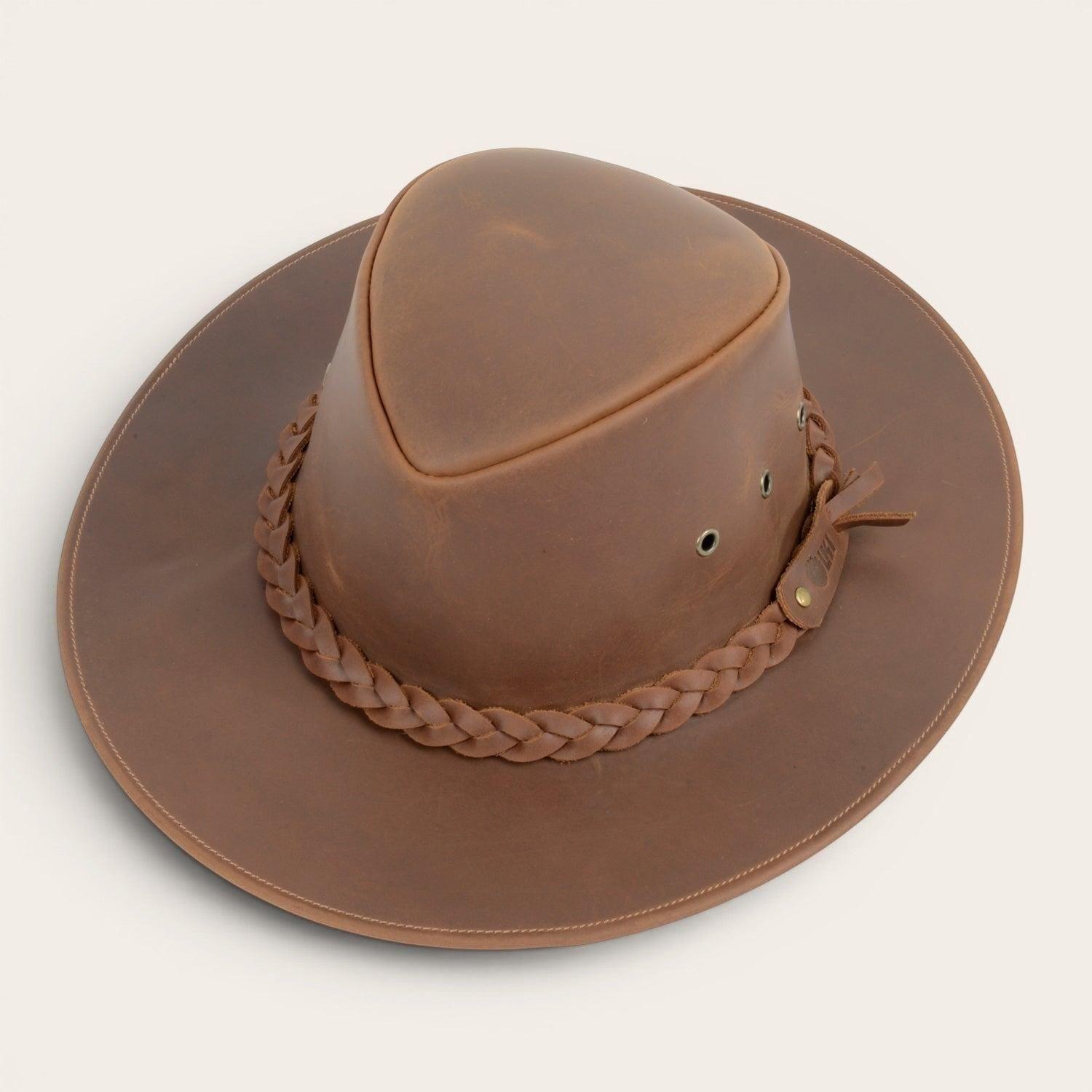 Sombrero de Cuero Engrasado Unisex OLKI Pumalin - Café-2