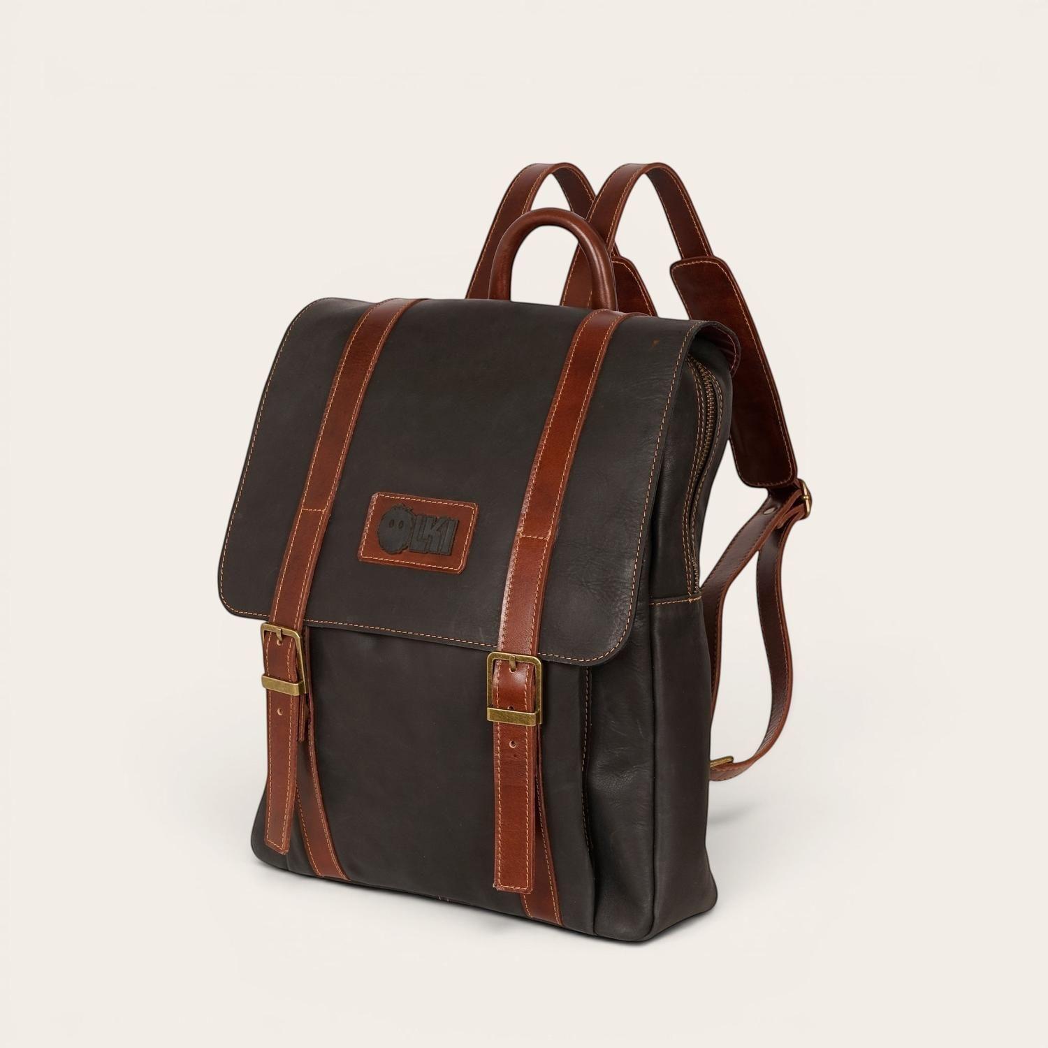 Mochila Unisex de Cuero Natural Trancura OLKI - Negro-0