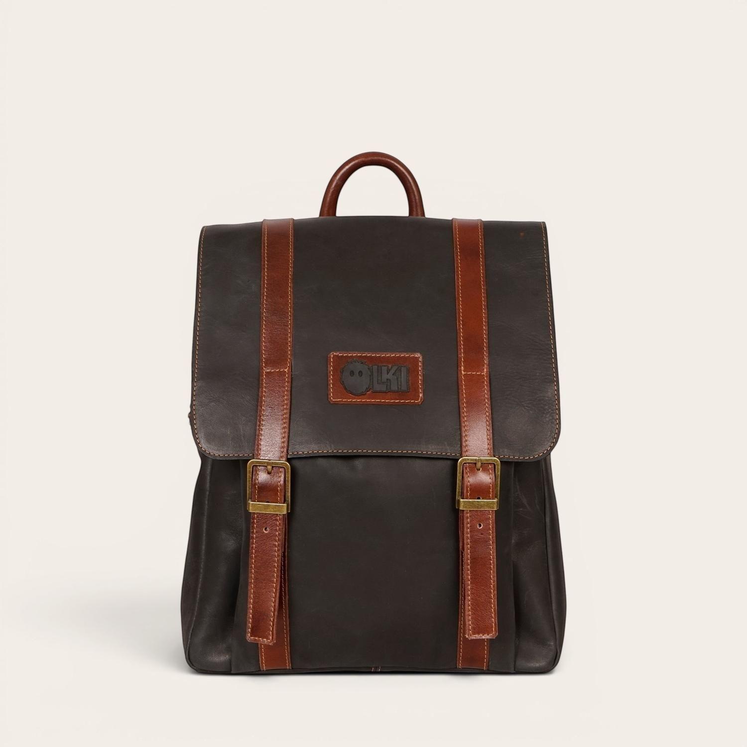 Mochila Unisex de Cuero Natural Trancura OLKI - Negro-2