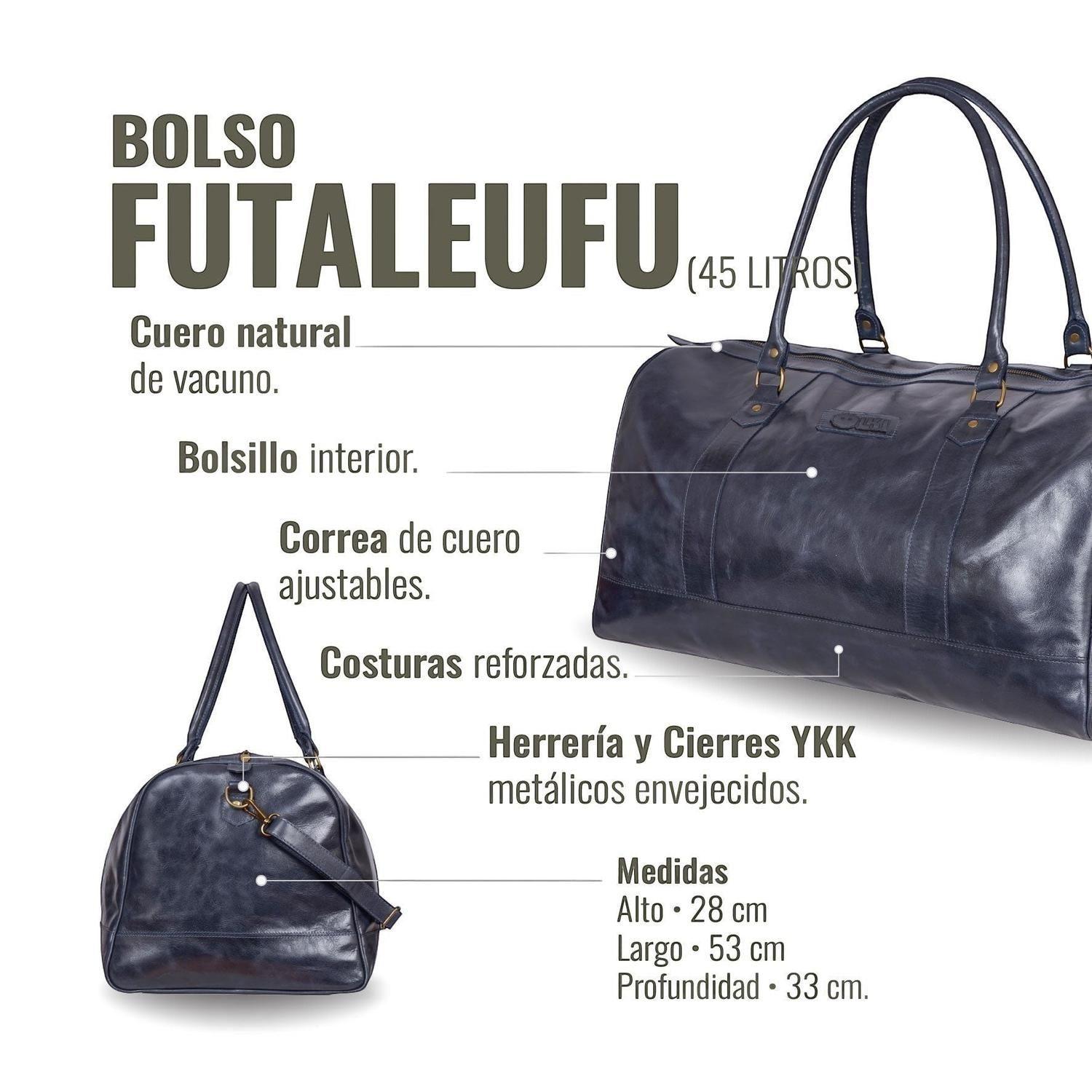 Bolso de Viaje en Cuero Natural Futaleufu OLKI - Azul-4