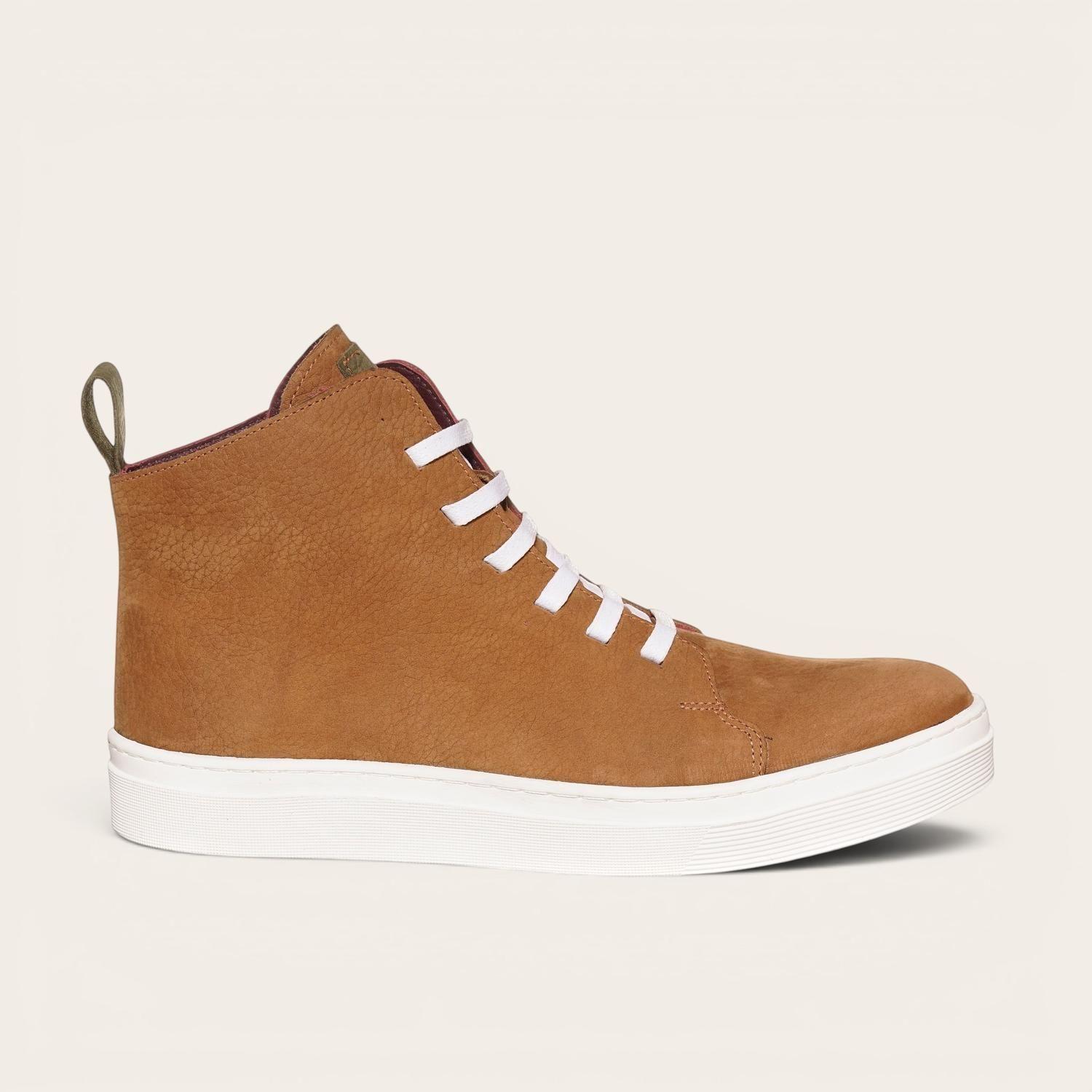 Zapatilla Altas de Cuero Manquehue OLKI - Café Claro/Blanca-2