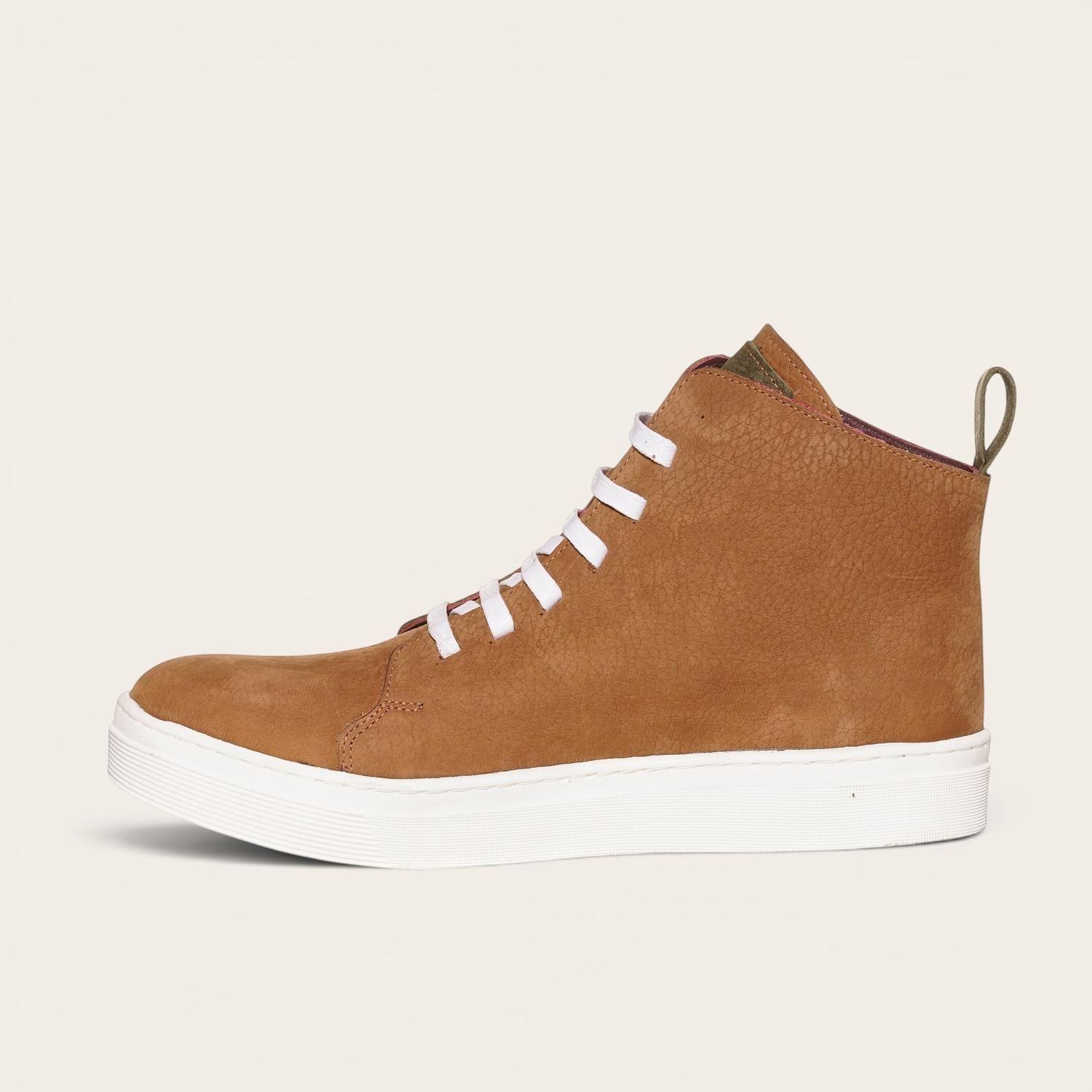 Zapatilla Altas de Cuero Manquehue OLKI - Café Claro/Blanca-4
