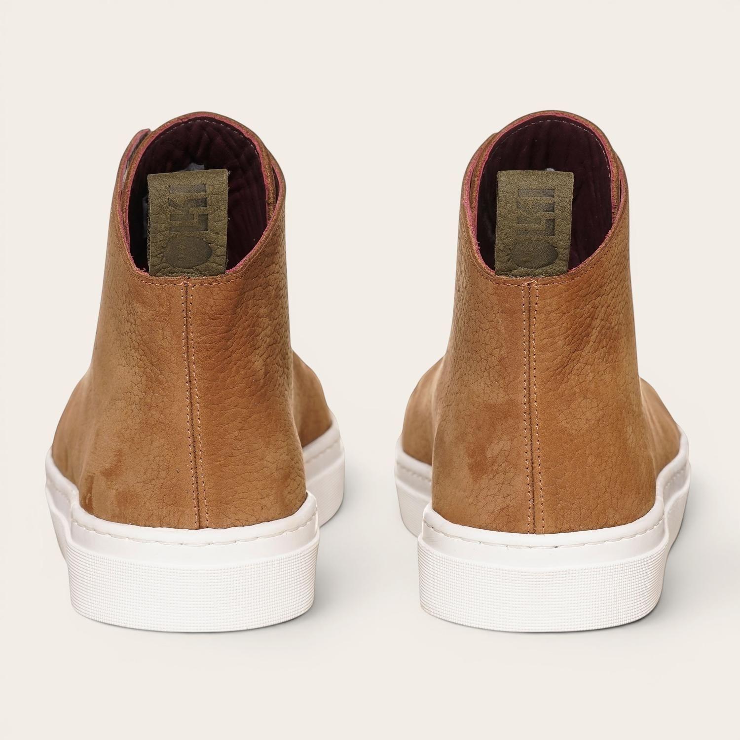 Zapatilla Altas de Cuero Manquehue OLKI - Café Claro/Blanca-6