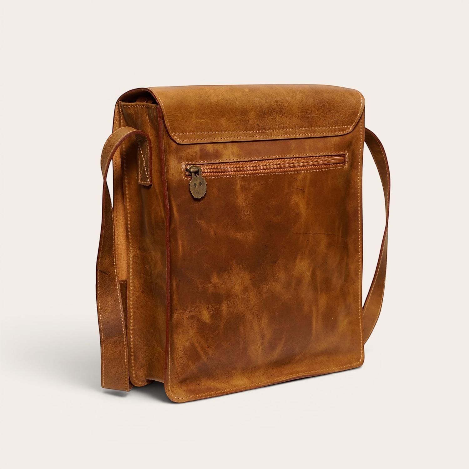 Bandolera Bolso de Cuero Unisex Lautaro OLKI - Café-4