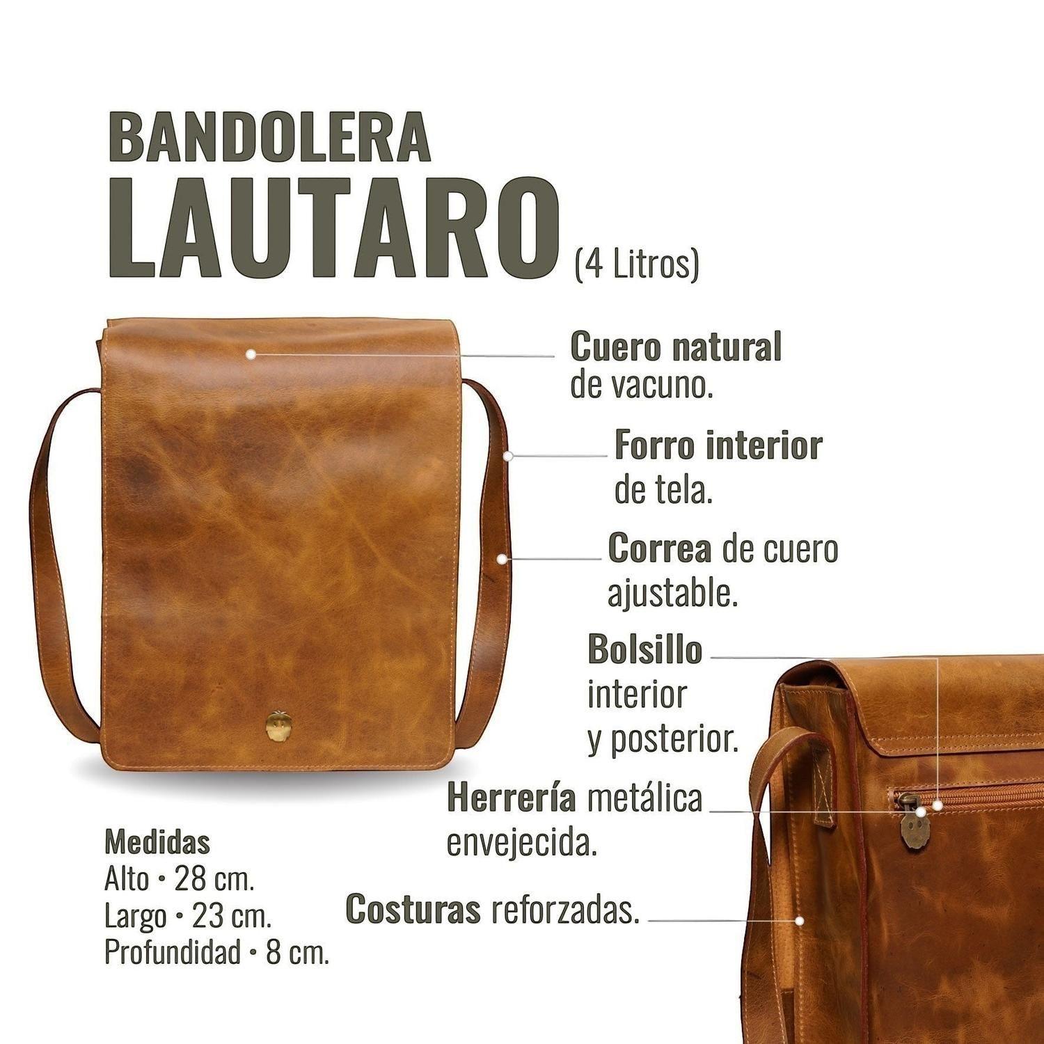 Bandolera Bolso de Cuero Unisex Lautaro OLKI - Café-6