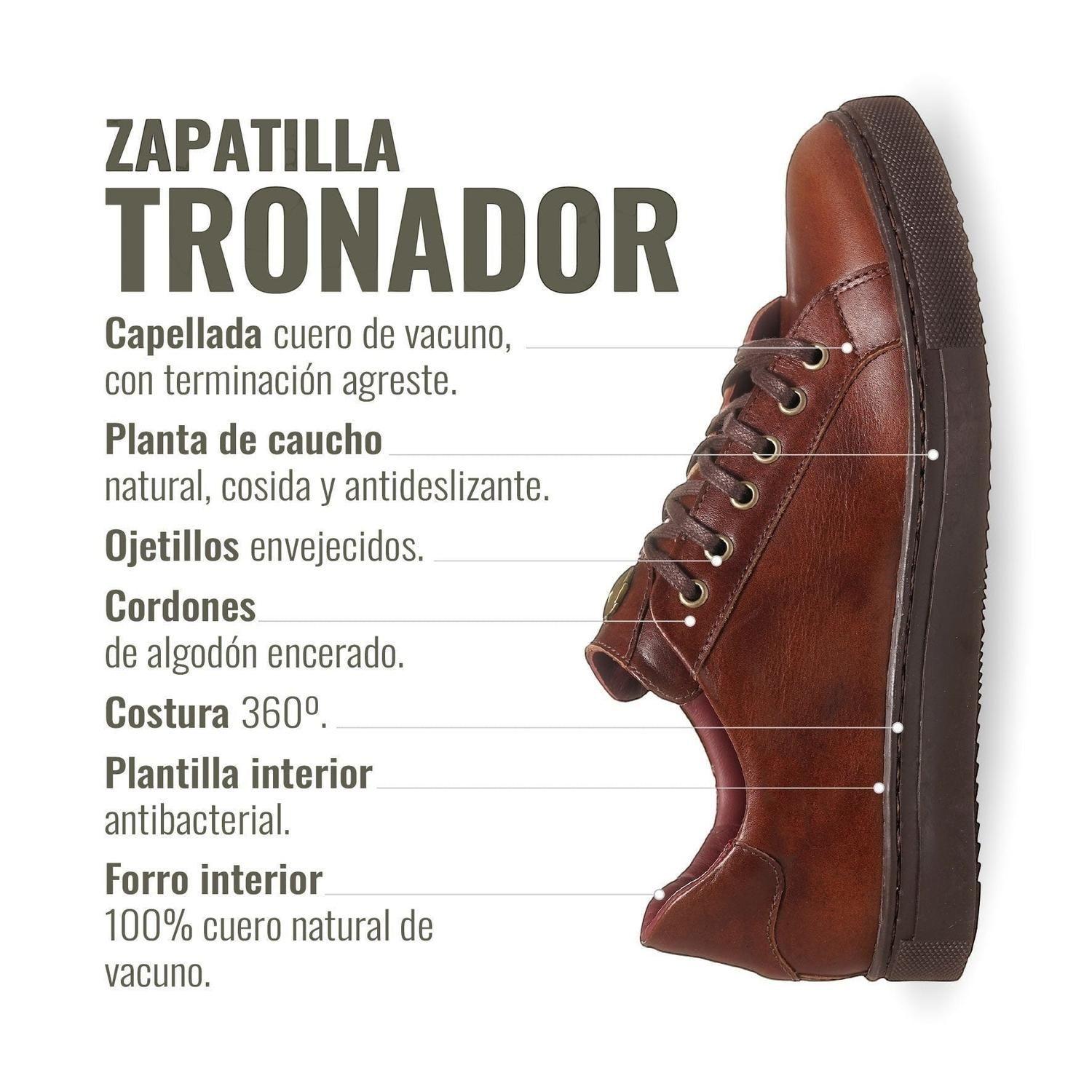 Zapatilla de Cuero Original Tronador OLKI - Castaño/Chocolate-7