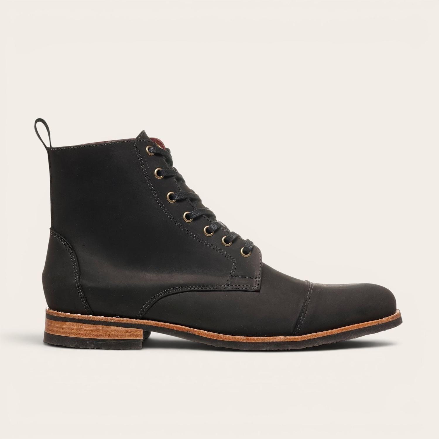 Botin de Cuero Cordones Hombre Osorno OLKI - Negro-2