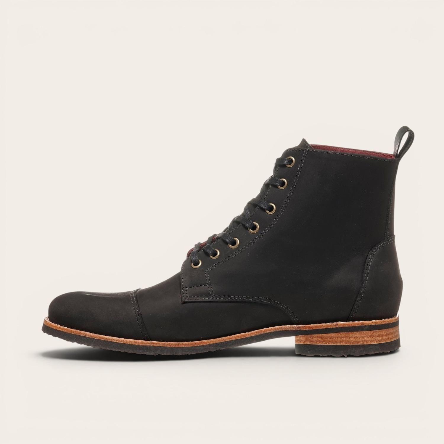 Botin de Cuero Cordones Hombre Osorno OLKI - Negro-3