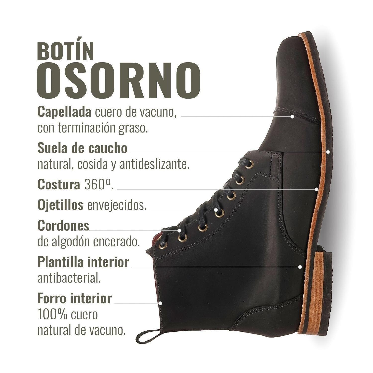 Botin de Cuero Cordones Hombre Osorno OLKI - Negro-7