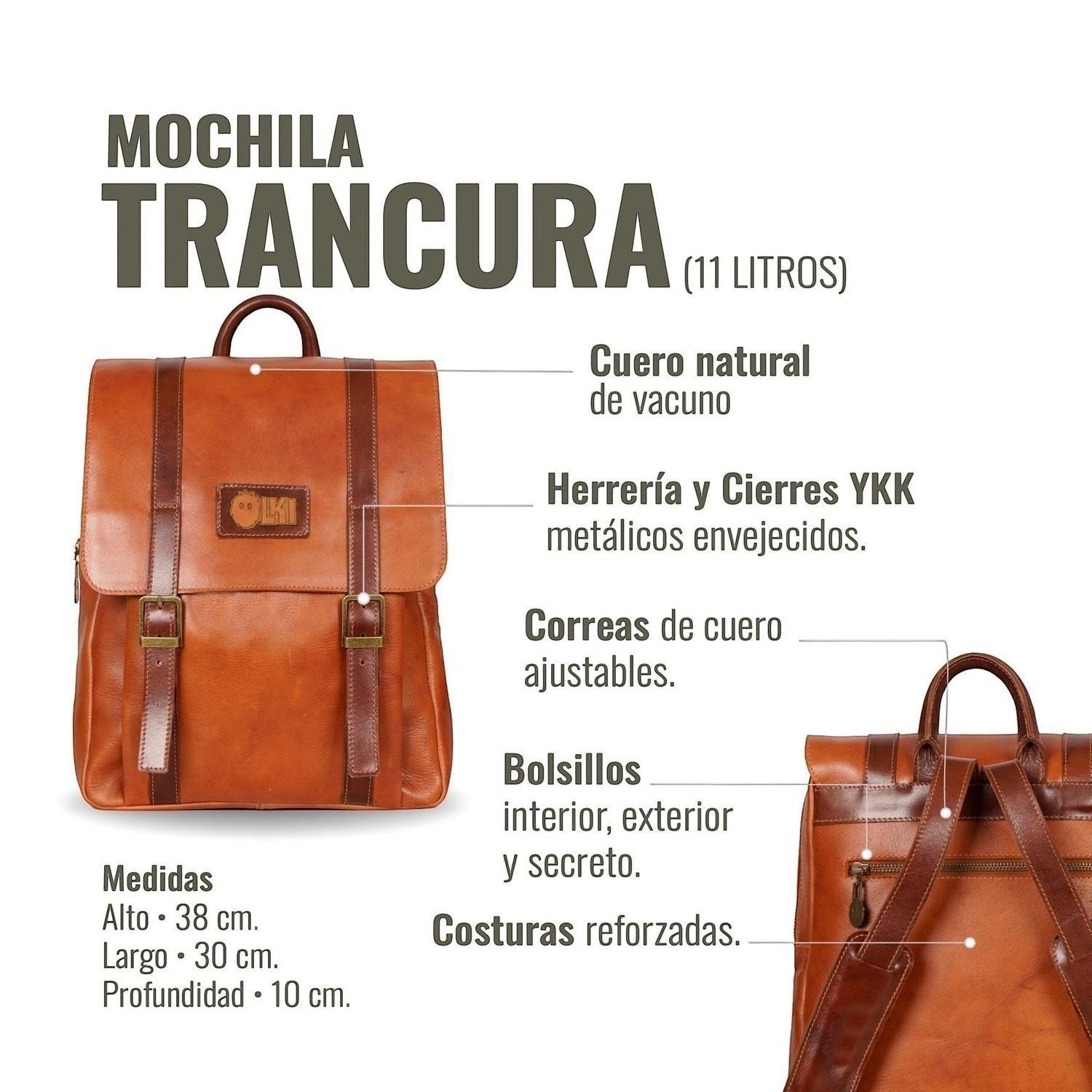 Mochila Unisex de Cuero Natural Trancura OLKI - Curry-4