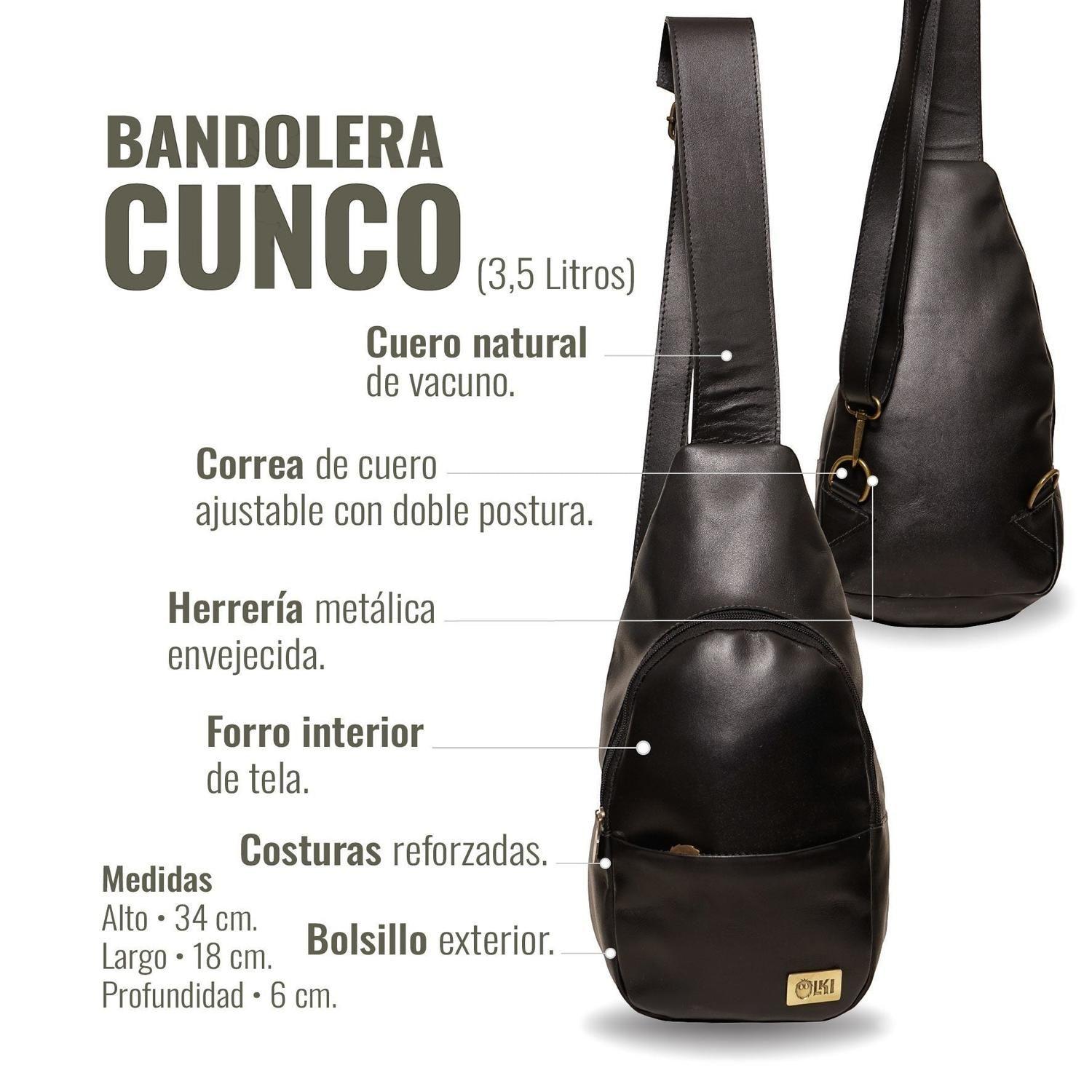 Bandolera Sling Bag de Cuero Natural Cunco OLKI - Negro-3