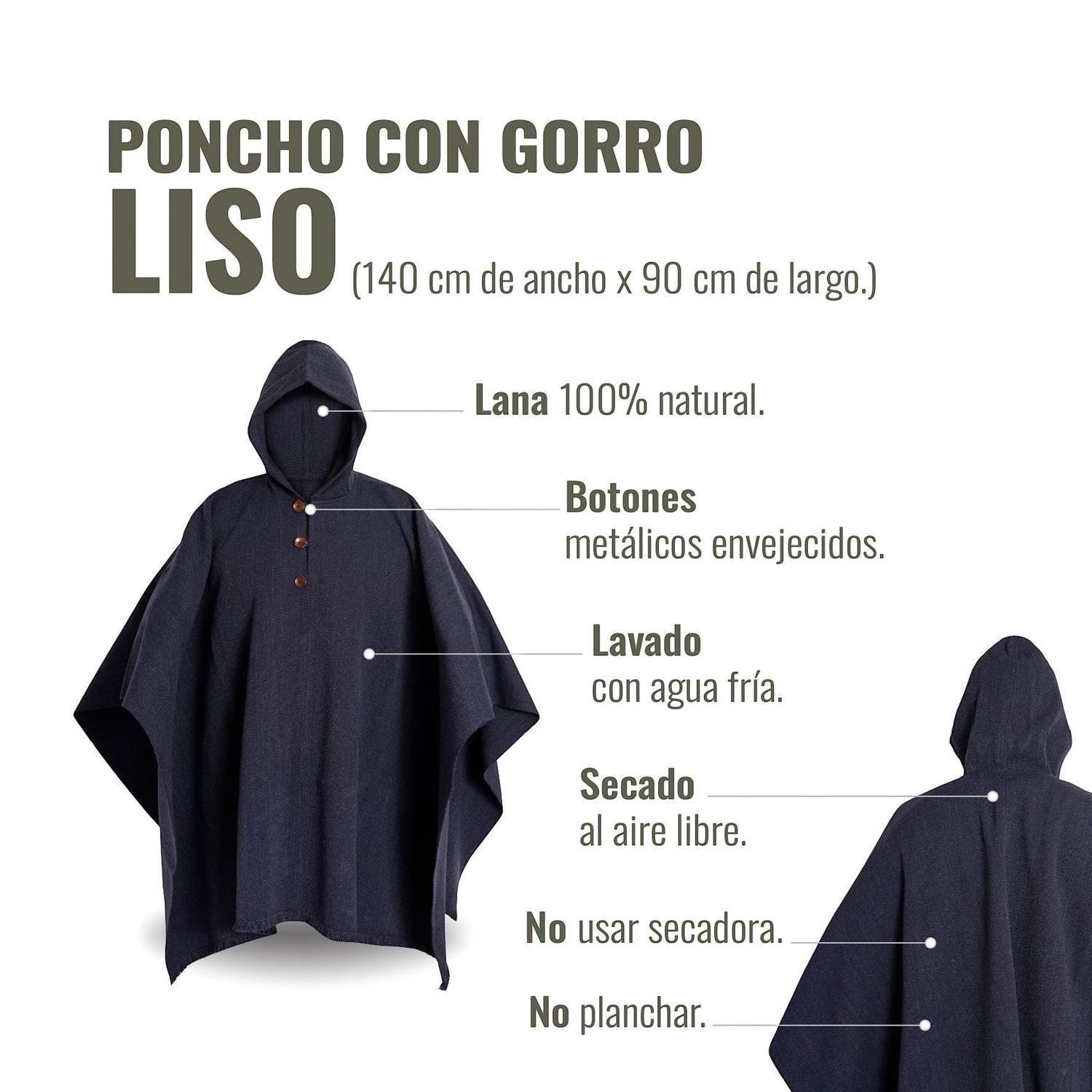 Poncho Clásico de Lana Premium OLKI - Azul-3