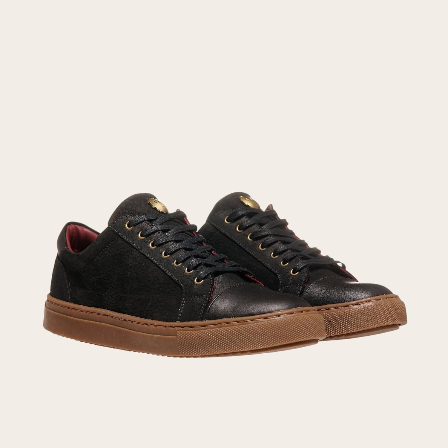 Zapatilla de Cuero Casual Aconcagua OLKI - Negro/Camel-0