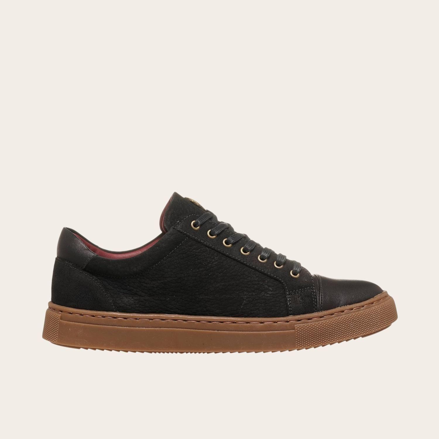 Zapatilla de Cuero Casual Aconcagua OLKI - Negro/Camel-2