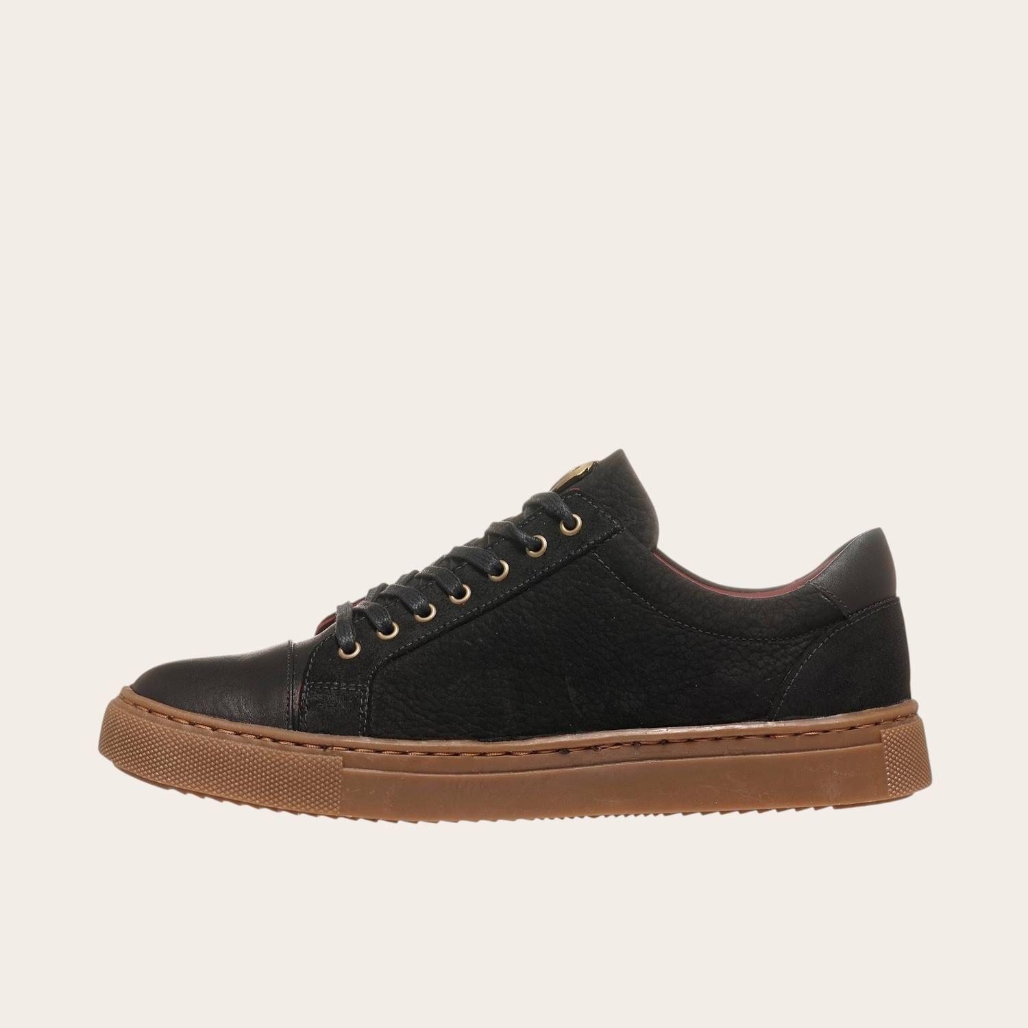Zapatilla de Cuero Casual Aconcagua OLKI - Negro/Camel-3