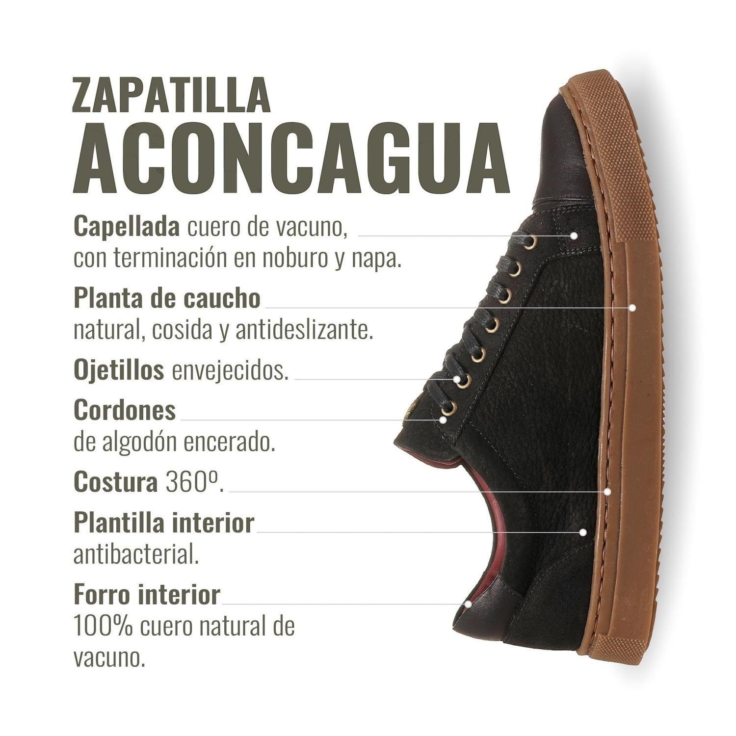 Zapatilla de Cuero Casual Aconcagua OLKI - Negro/Camel-6