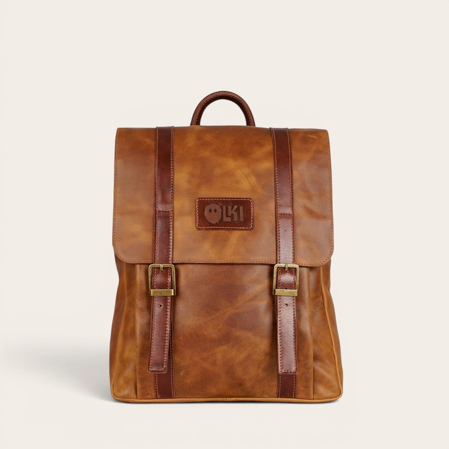 Mochila Unisex de Cuero Natural Trancura OLKI - Café-2