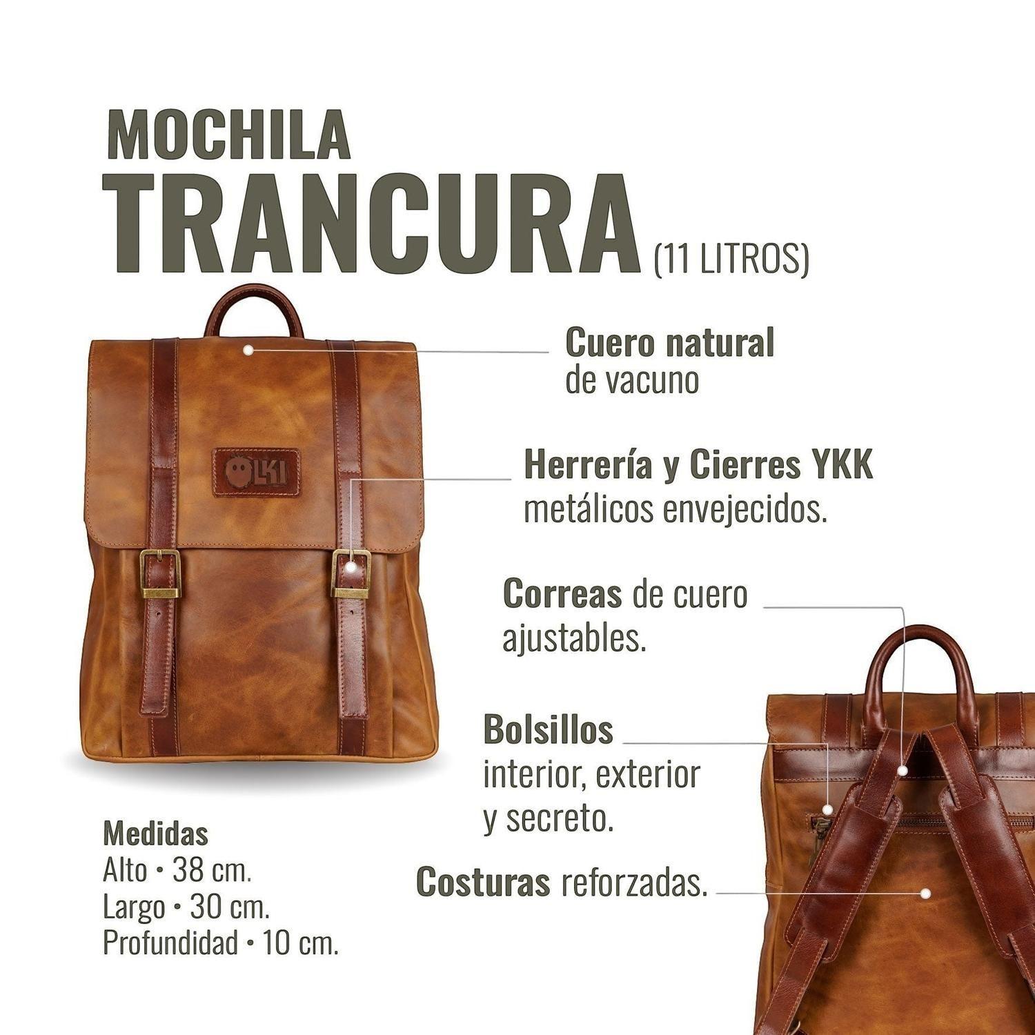 Mochila Unisex de Cuero Natural Trancura OLKI - Café-4