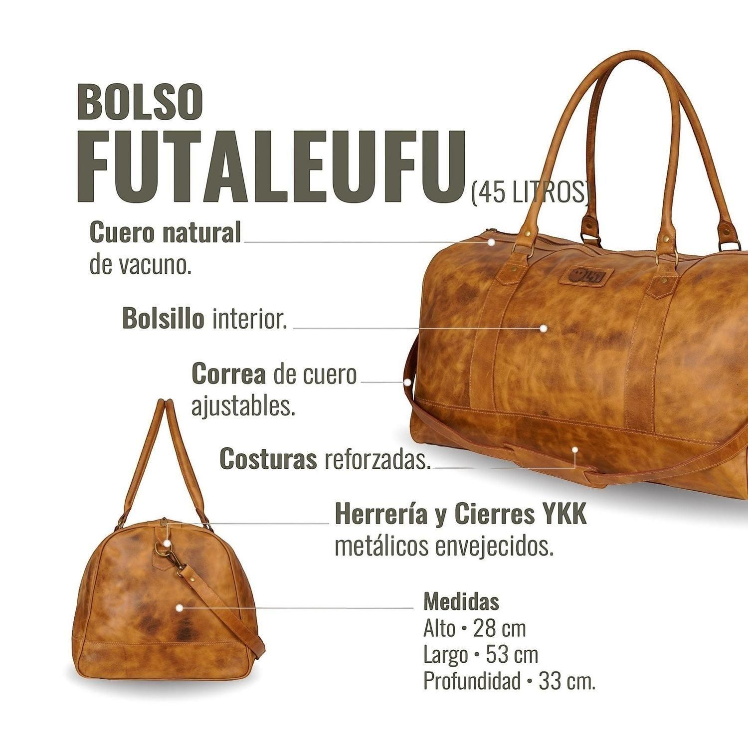 Bolso de Viaje en Cuero Natural Futaleufu OLKI - Café-4