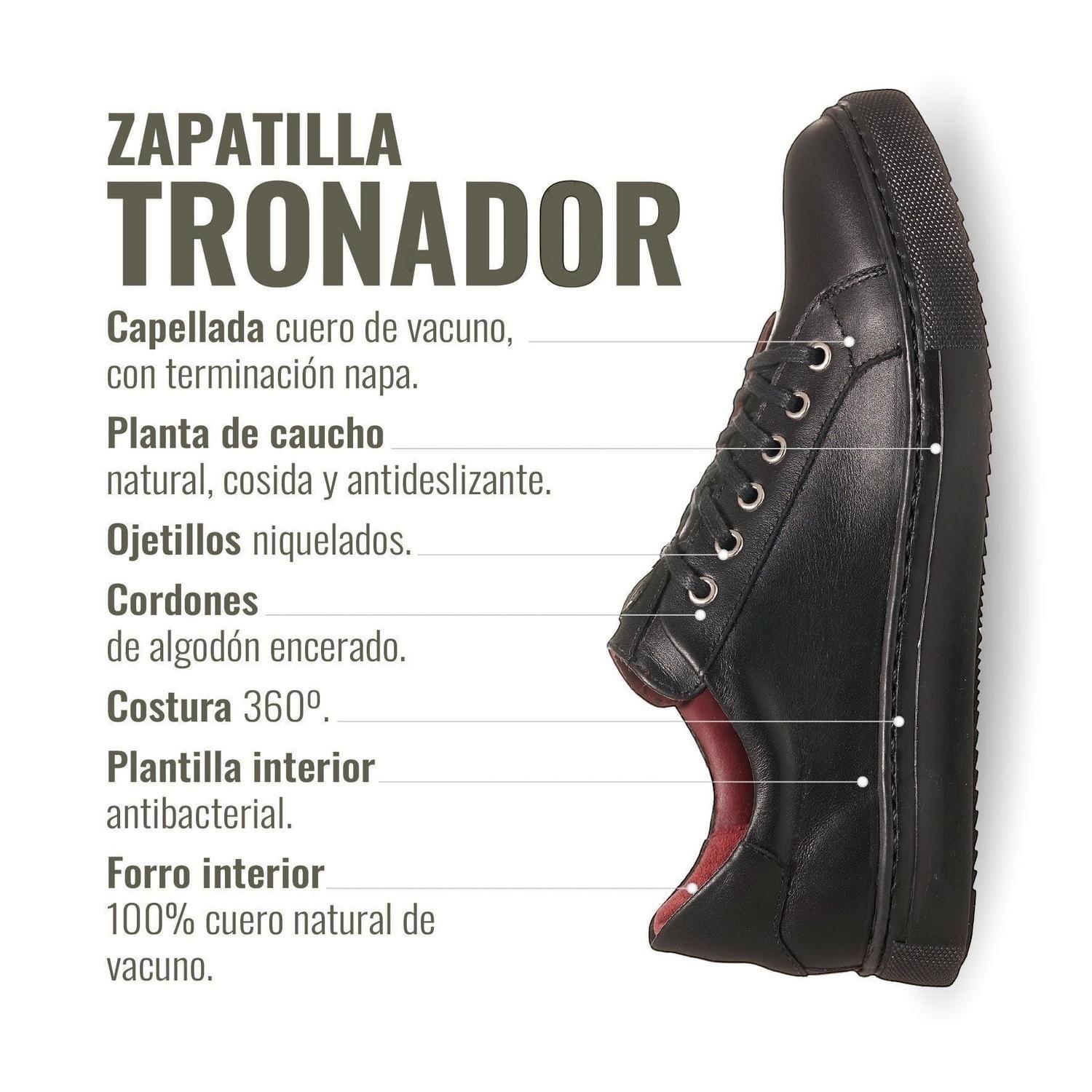 Zapatilla de Cuero Original Tronador OLKI - Negro-7