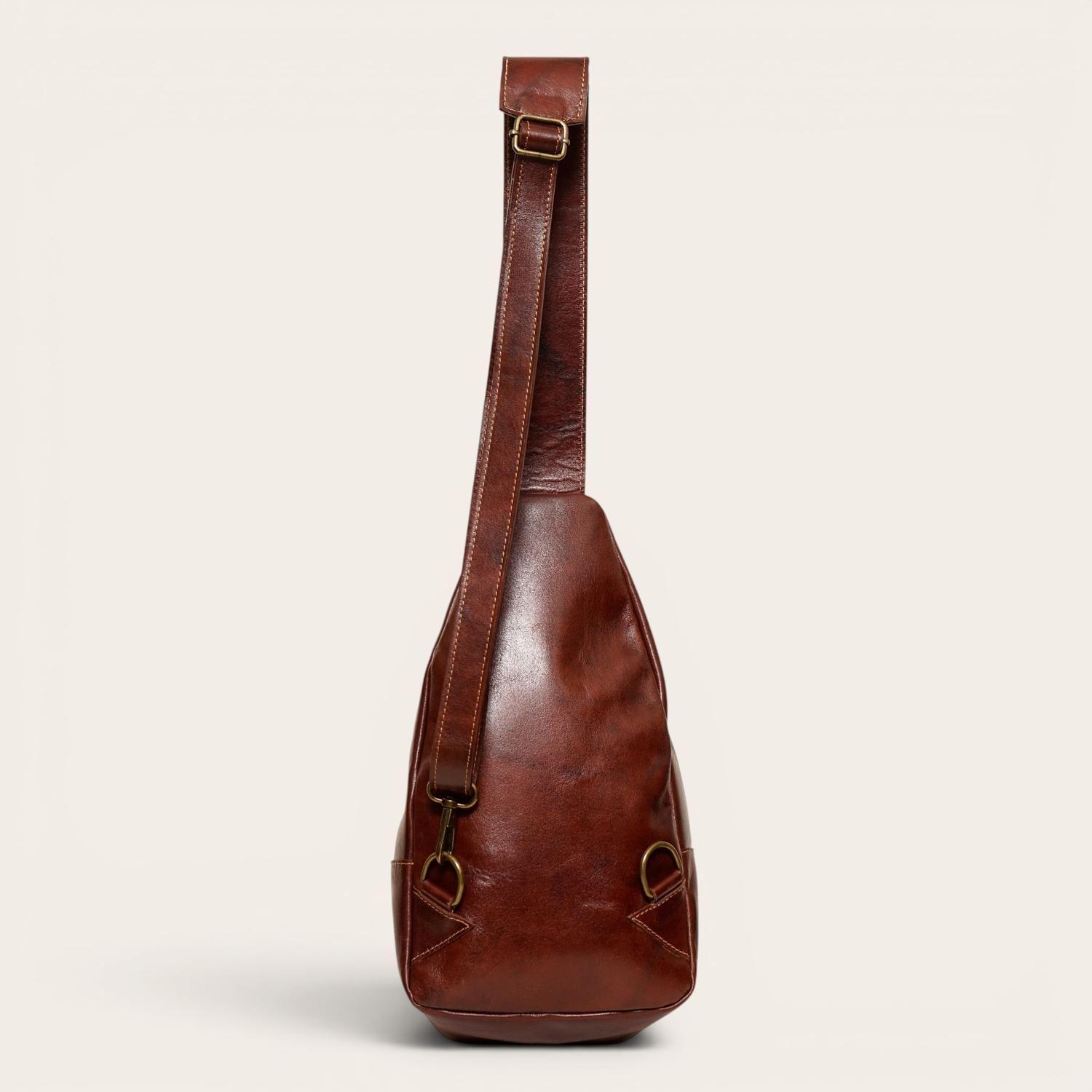 Bandolera Sling Bag de Cuero Natural Cunco OLKI - Castaño-2