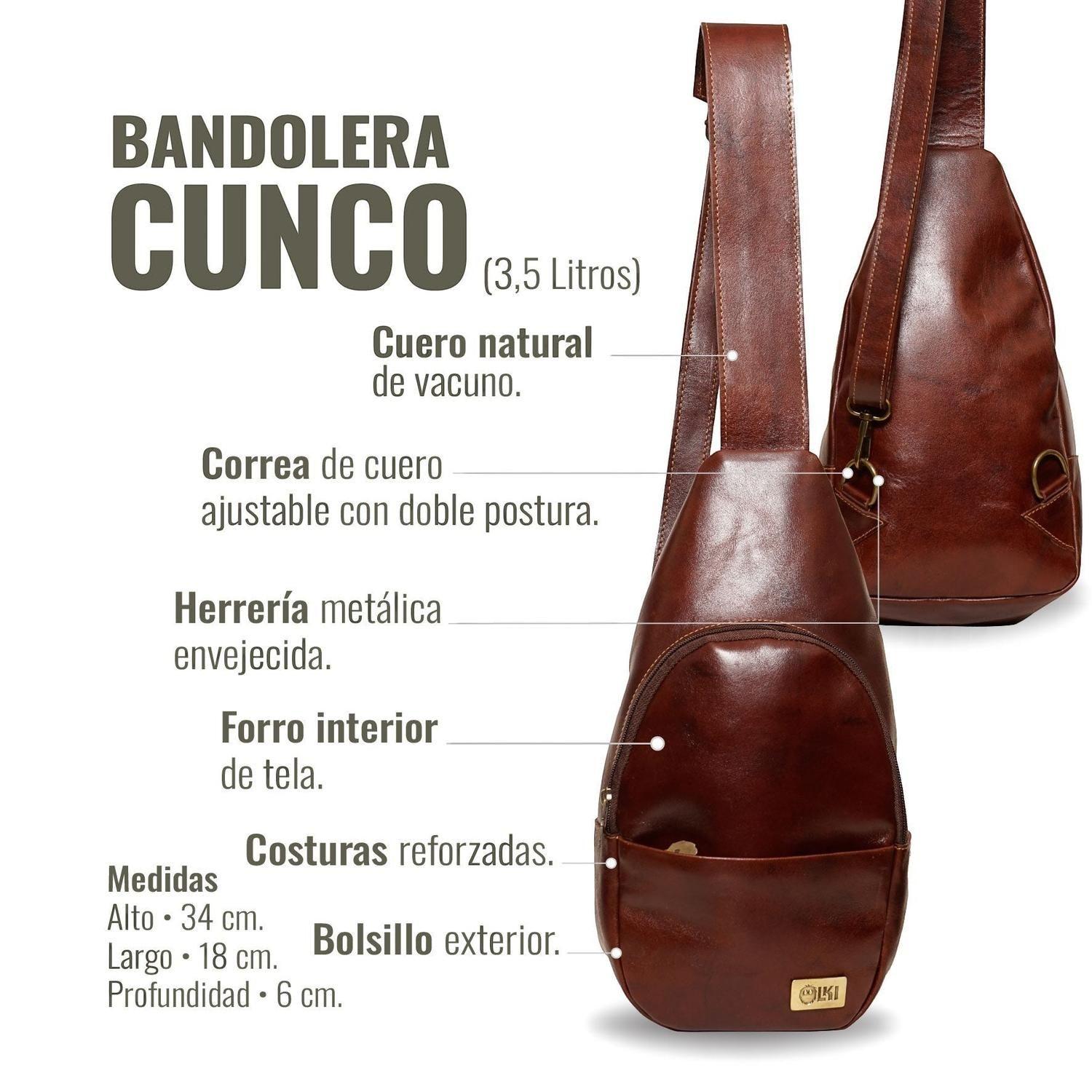 Bandolera Sling Bag de Cuero Natural Cunco OLKI - Castaño-3