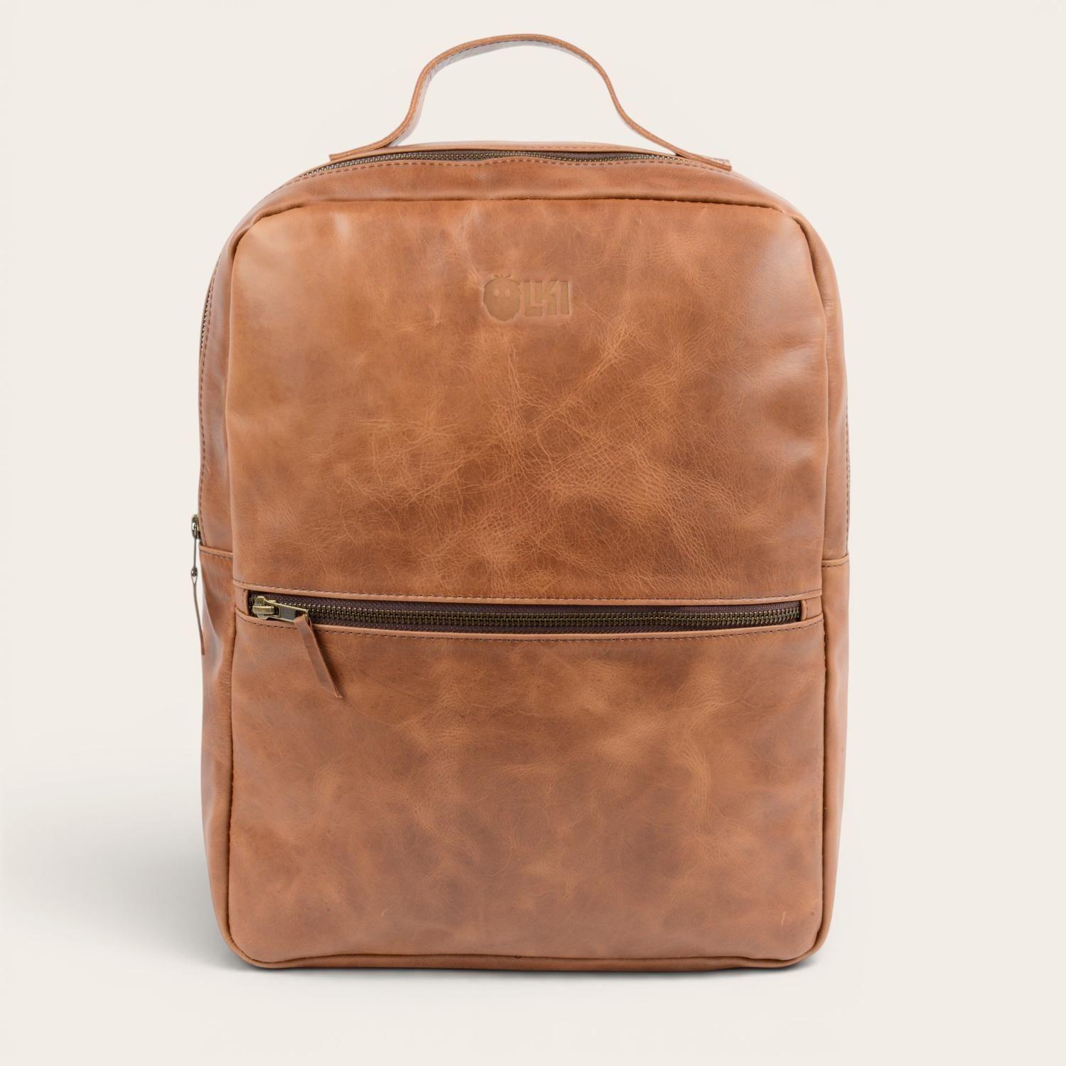 Mochila Unisex de Cuero Natural Tolten OLKI - Café-2