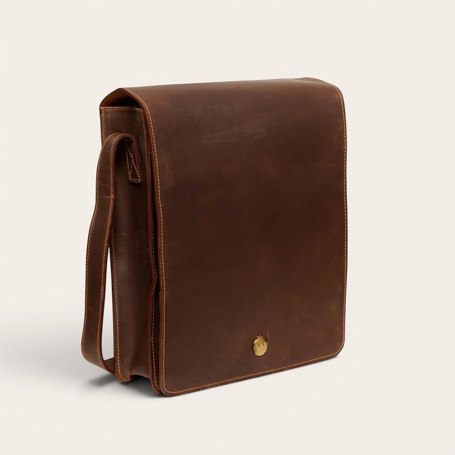 Bandolera Bolso de Cuero Unisex Lautaro OLKI - Café Oscuro-0