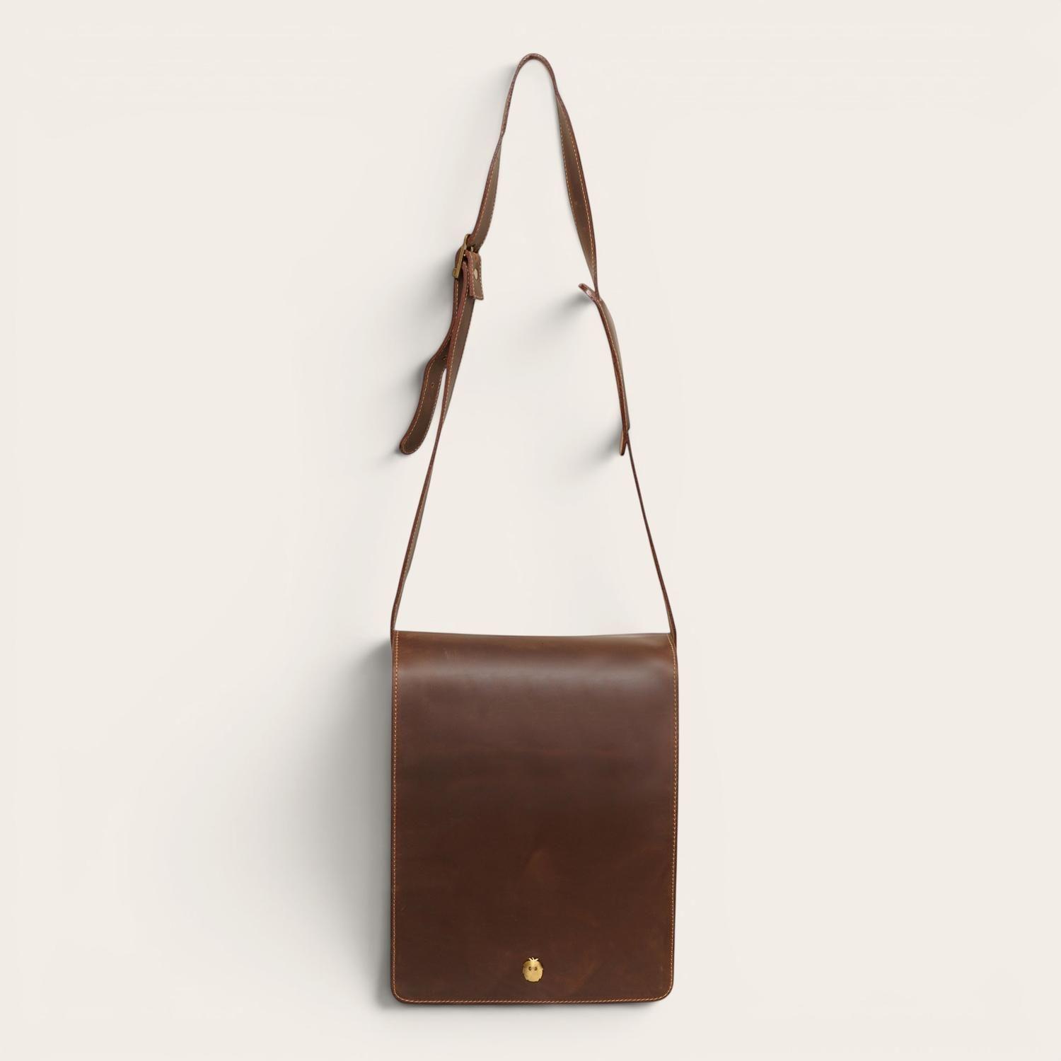 Bandolera Bolso de Cuero Unisex Lautaro OLKI - Café Oscuro-2