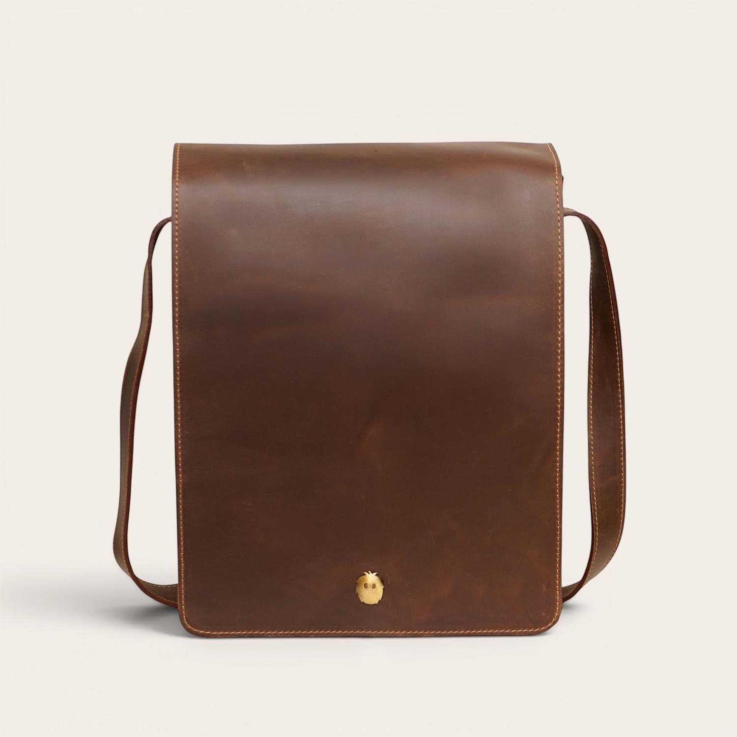 Bandolera Bolso de Cuero Unisex Lautaro OLKI - Café Oscuro-3