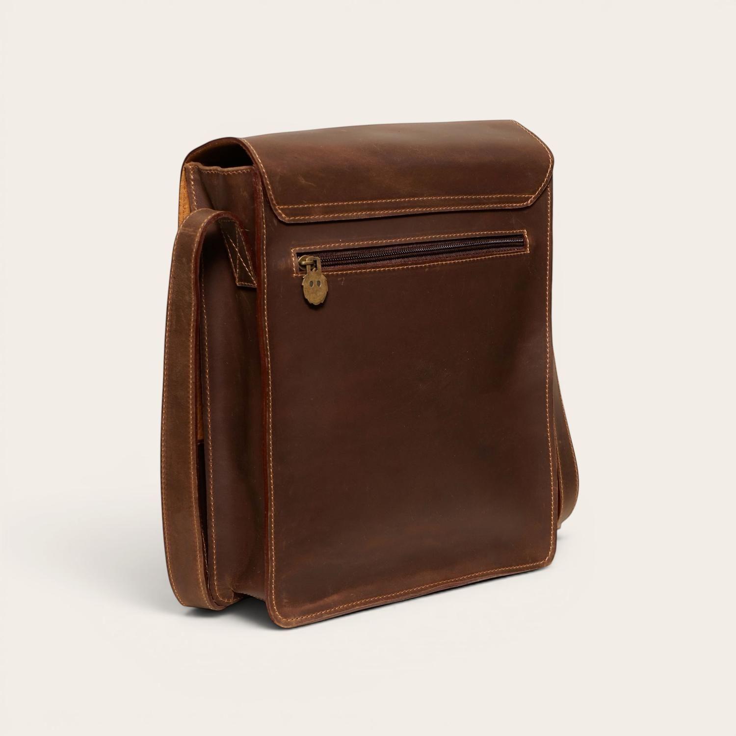 Bandolera Bolso de Cuero Unisex Lautaro OLKI - Café Oscuro-4