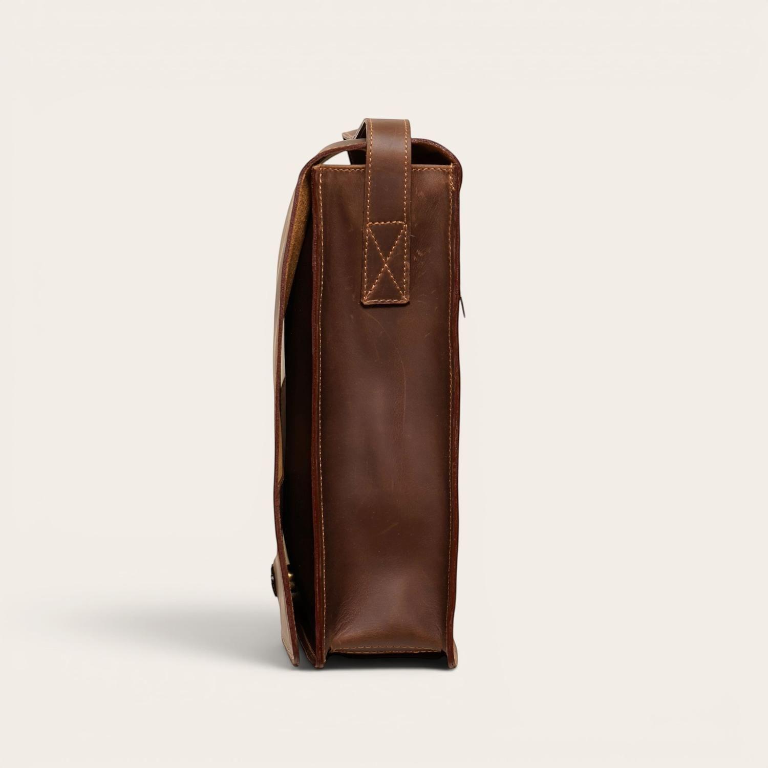 Bandolera Bolso de Cuero Unisex Lautaro OLKI - Café Oscuro-5