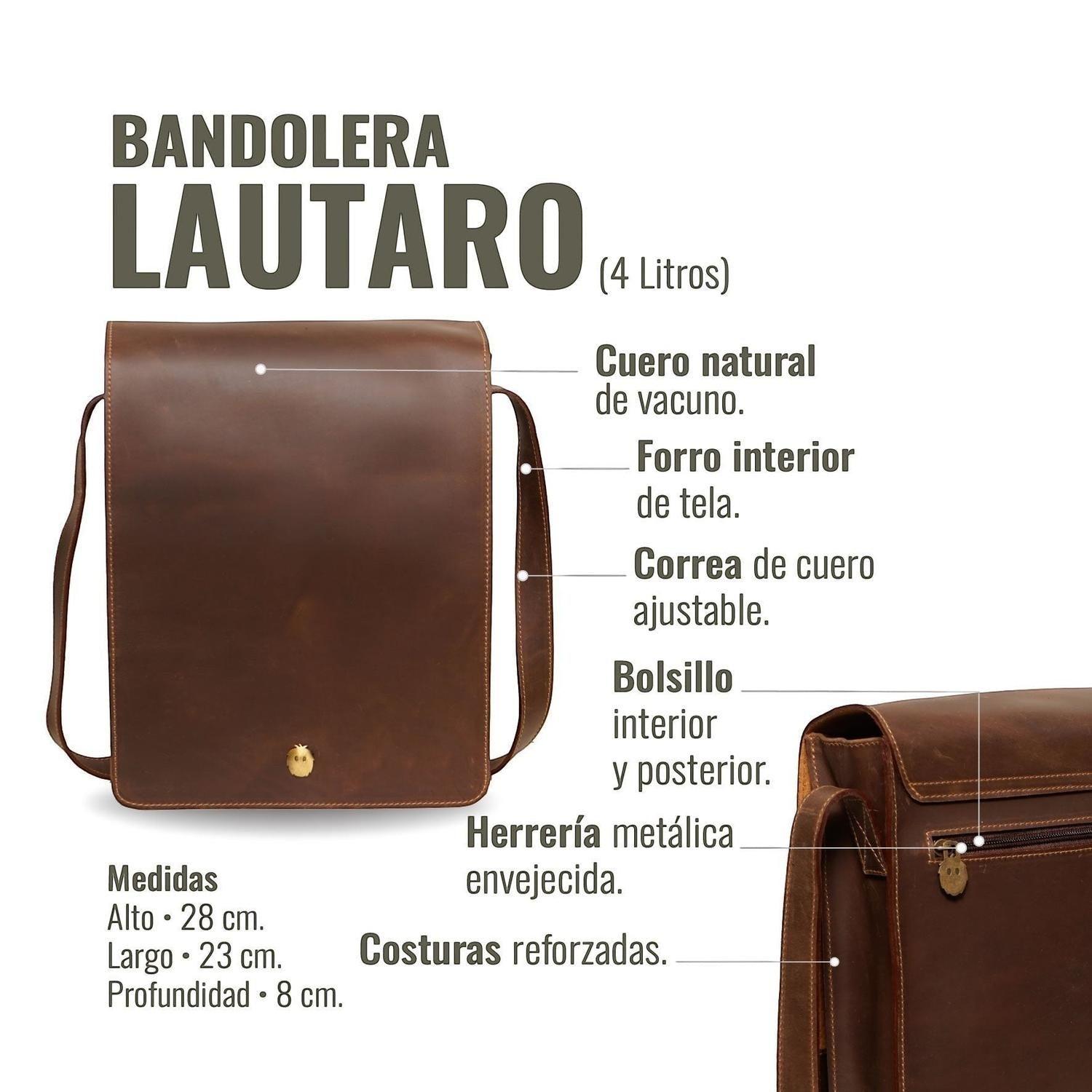 Bandolera Bolso de Cuero Unisex Lautaro OLKI - Café Oscuro-6