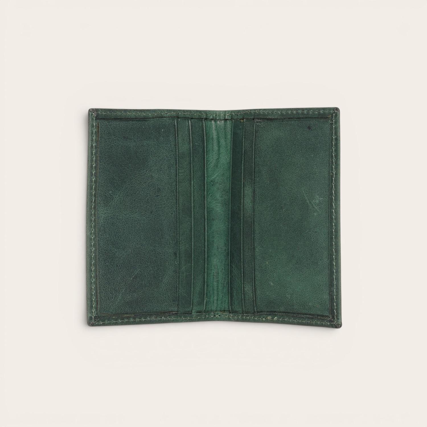 Billetera Tarjetero de Cuero SlimWallet OLKI Tinguiririca - Verde-1