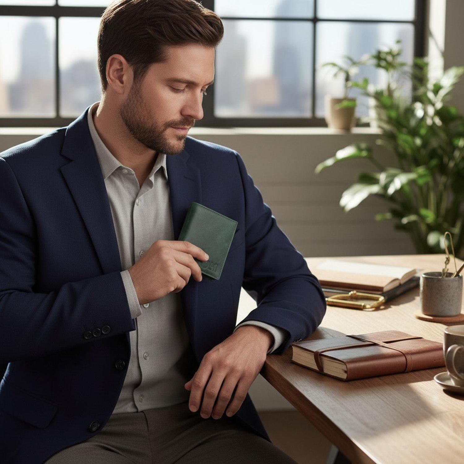 Billetera de Cuero SlimWallet OLKI Maule - Verde-1