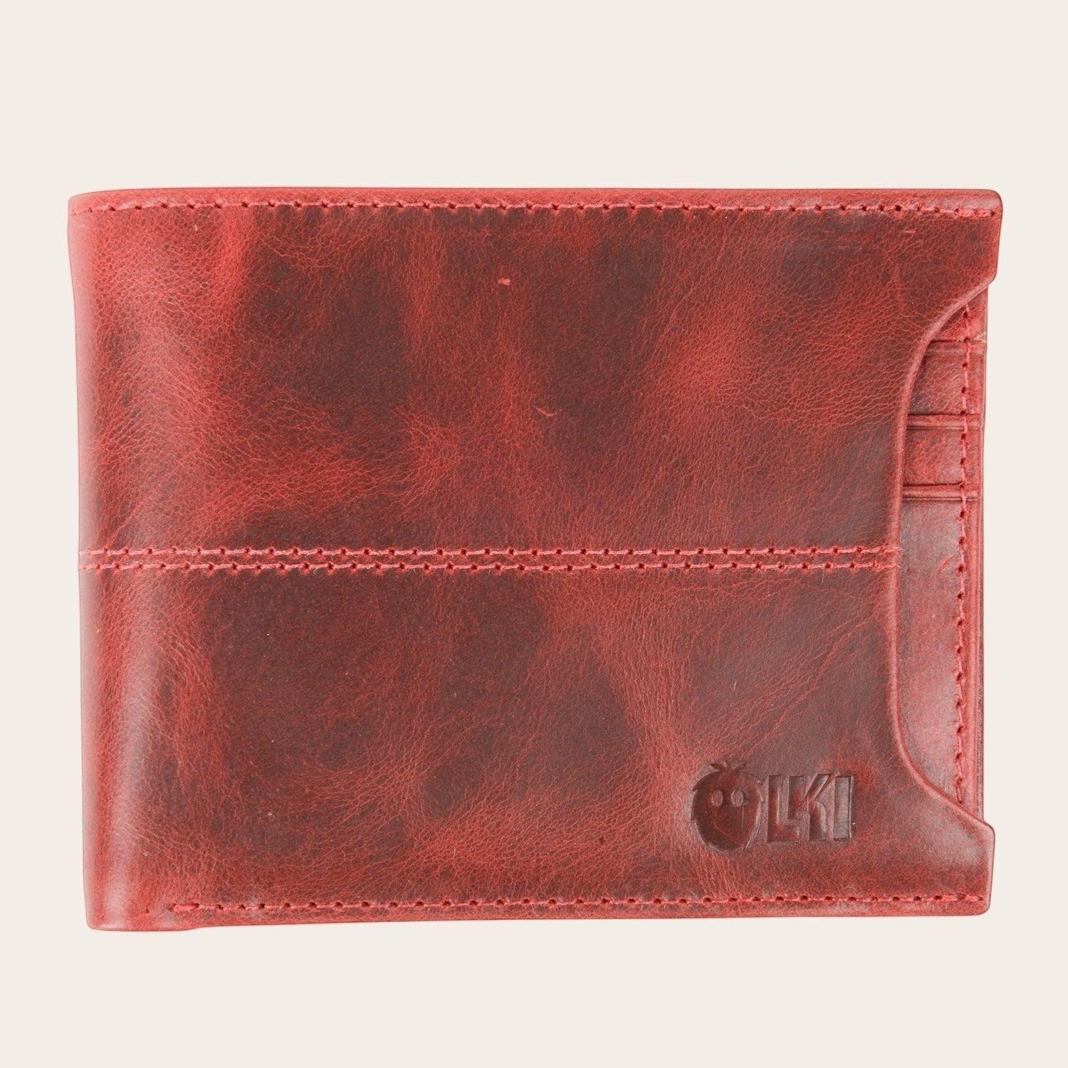 Billetera de Cuero con Tarjetero Removible OLKI Ancoa - Rojo-0
