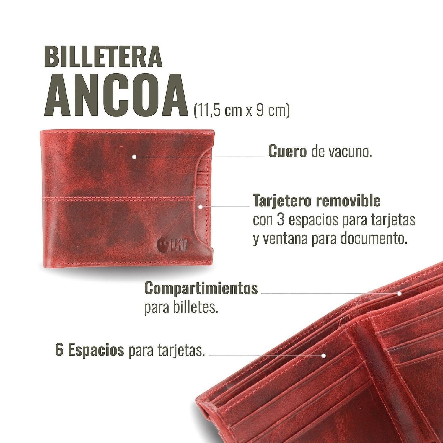 Billetera de Cuero con Tarjetero Removible OLKI Ancoa - Rojo-6