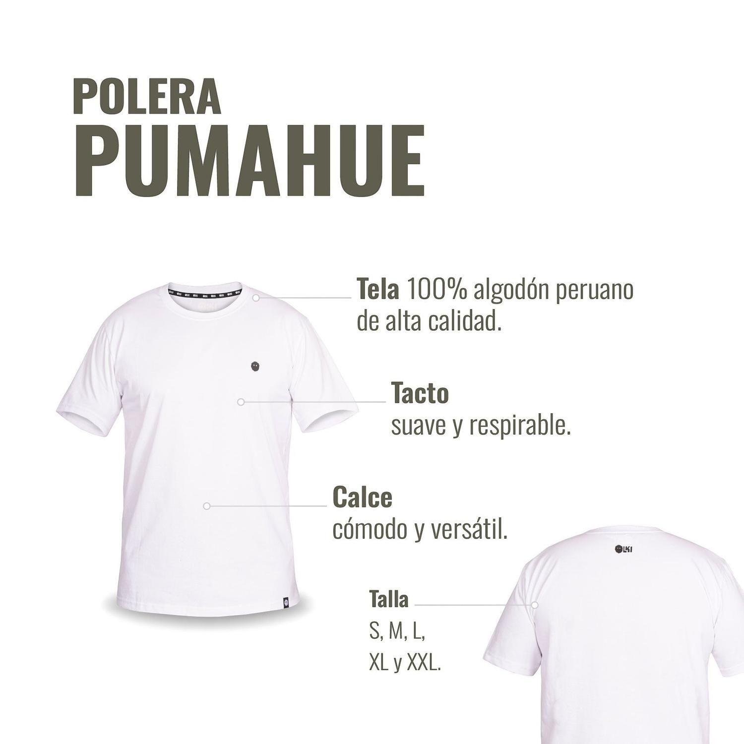 Polera 100% Algodón Premium Peruano Pumahue OLKI - Blanco-3