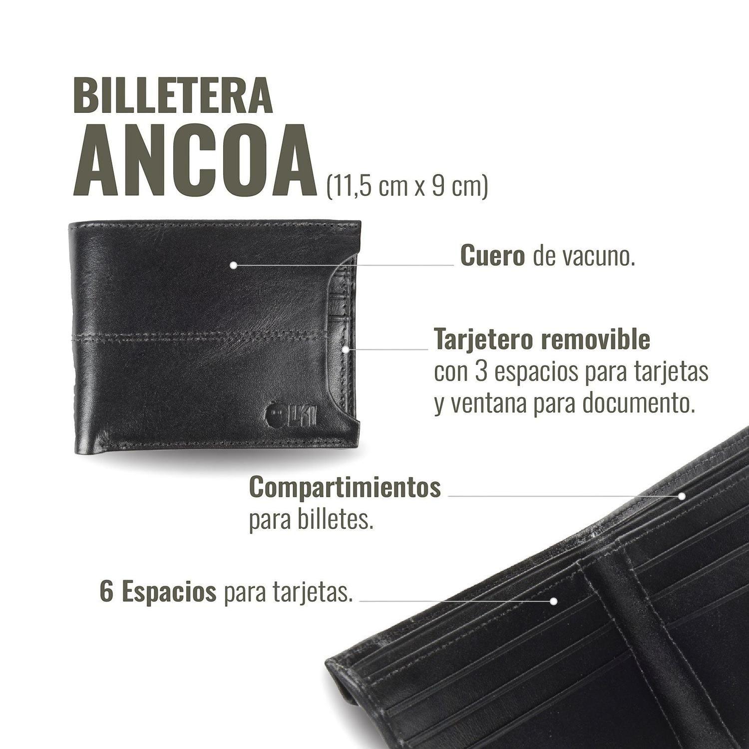 Billetera de Cuero con Tarjetero Removible OLKI Ancoa - Negro-6