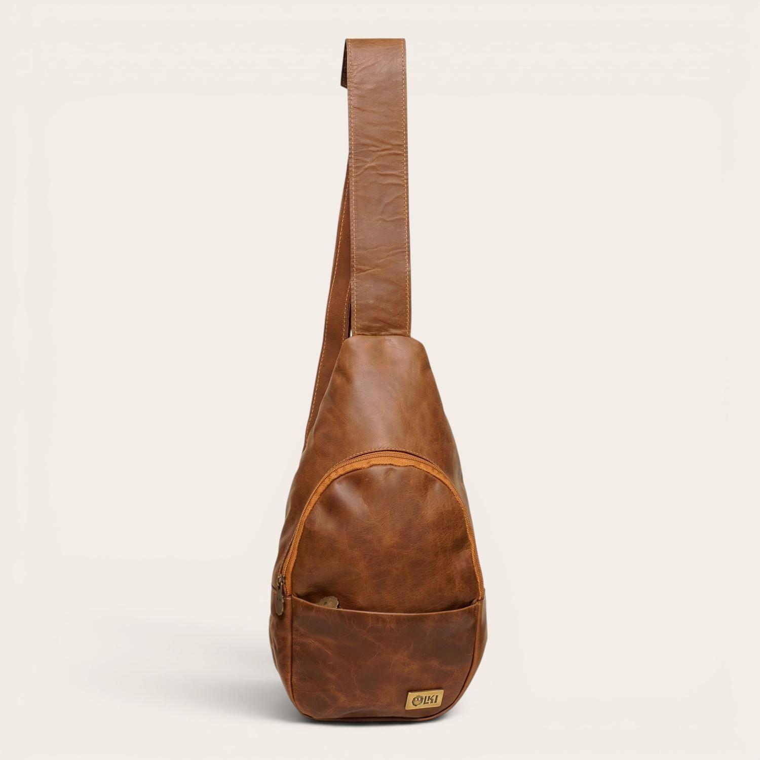 Bandolera Sling Bag de Cuero Natural Cunco OLKI - Café-0