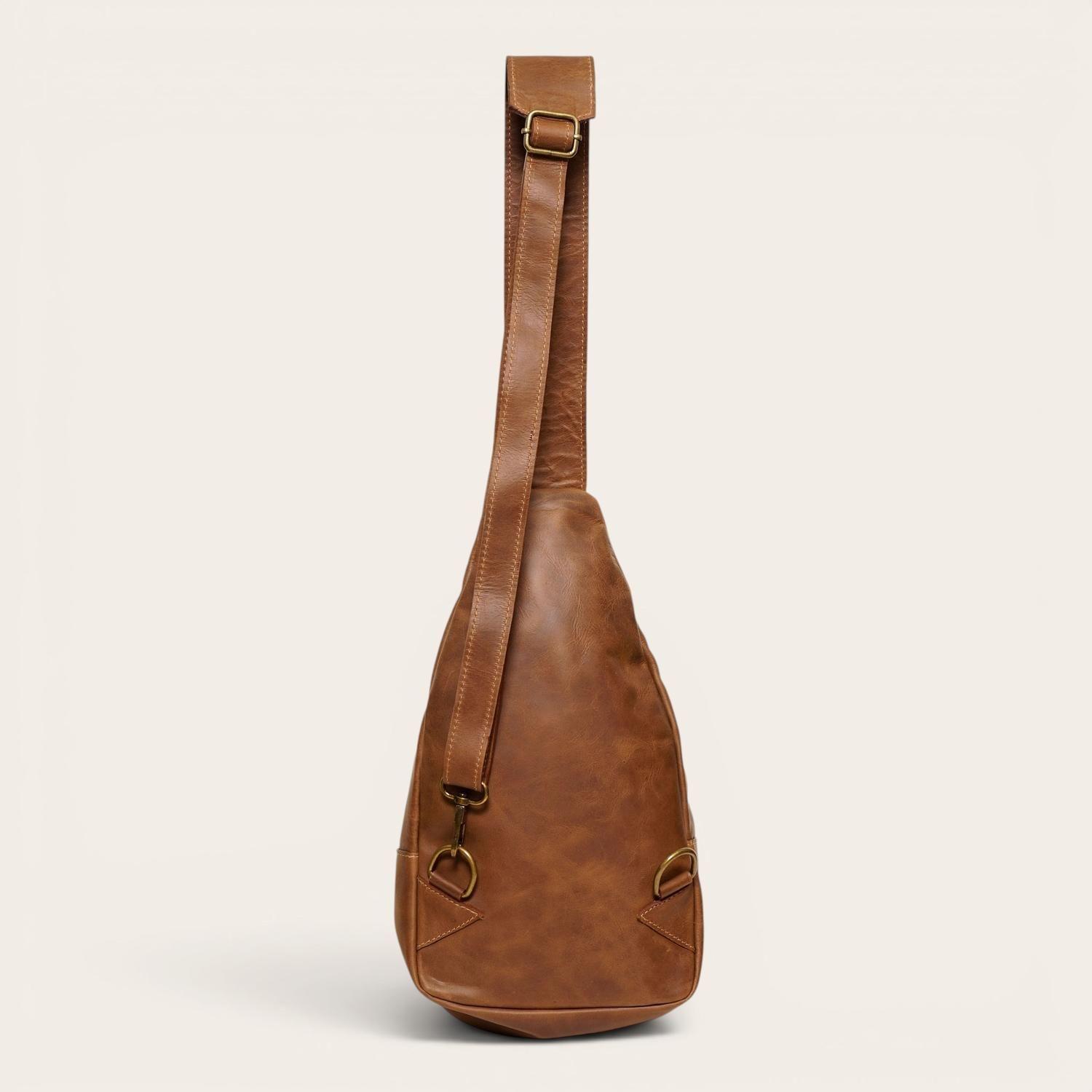 Bandolera Sling Bag de Cuero Natural Cunco OLKI - Café-2