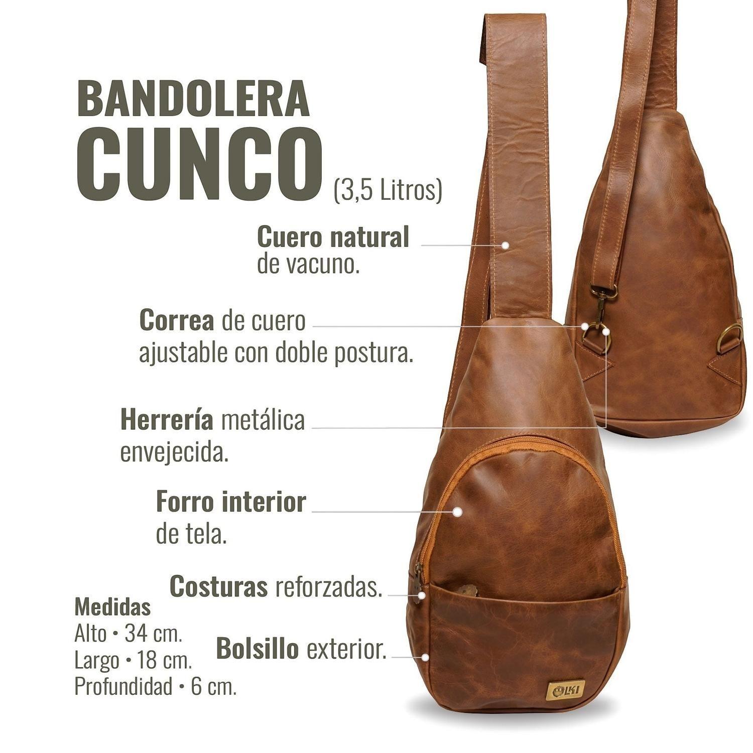 Bandolera Sling Bag de Cuero Natural Cunco OLKI - Café-3