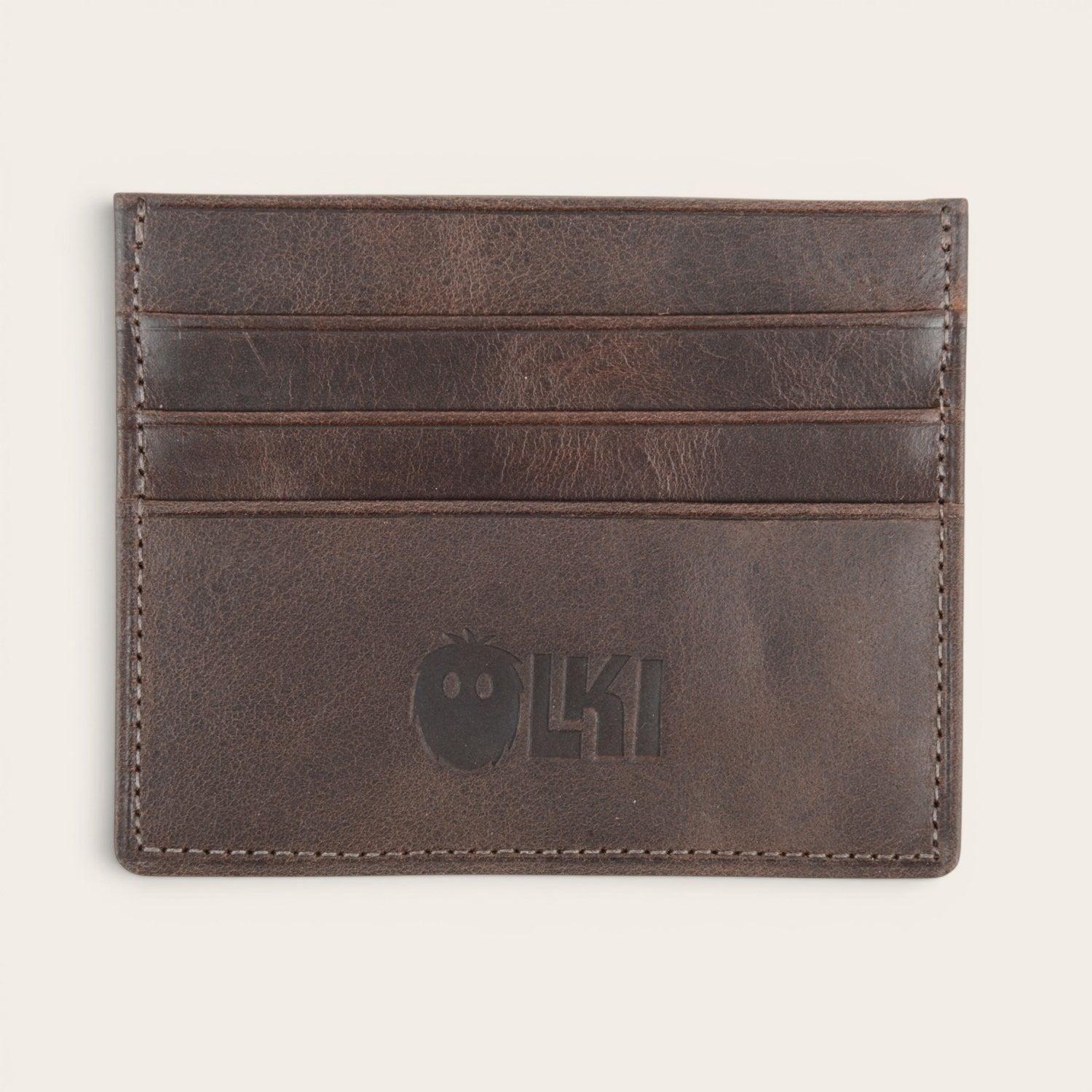 Billetera Tarjetero de Cuero OLKI Rapel - Café Oscuro-0