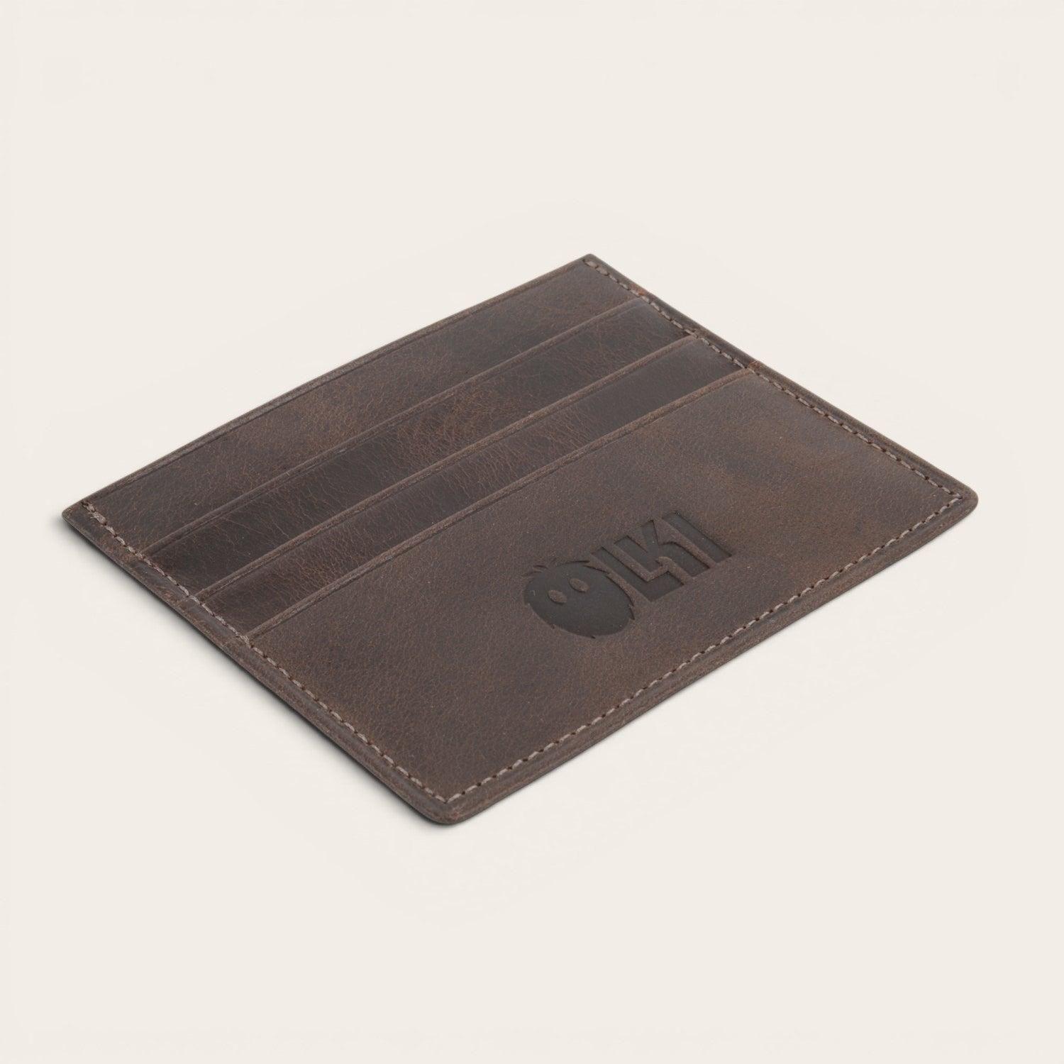 Billetera Tarjetero de Cuero OLKI Rapel - Café Oscuro-1