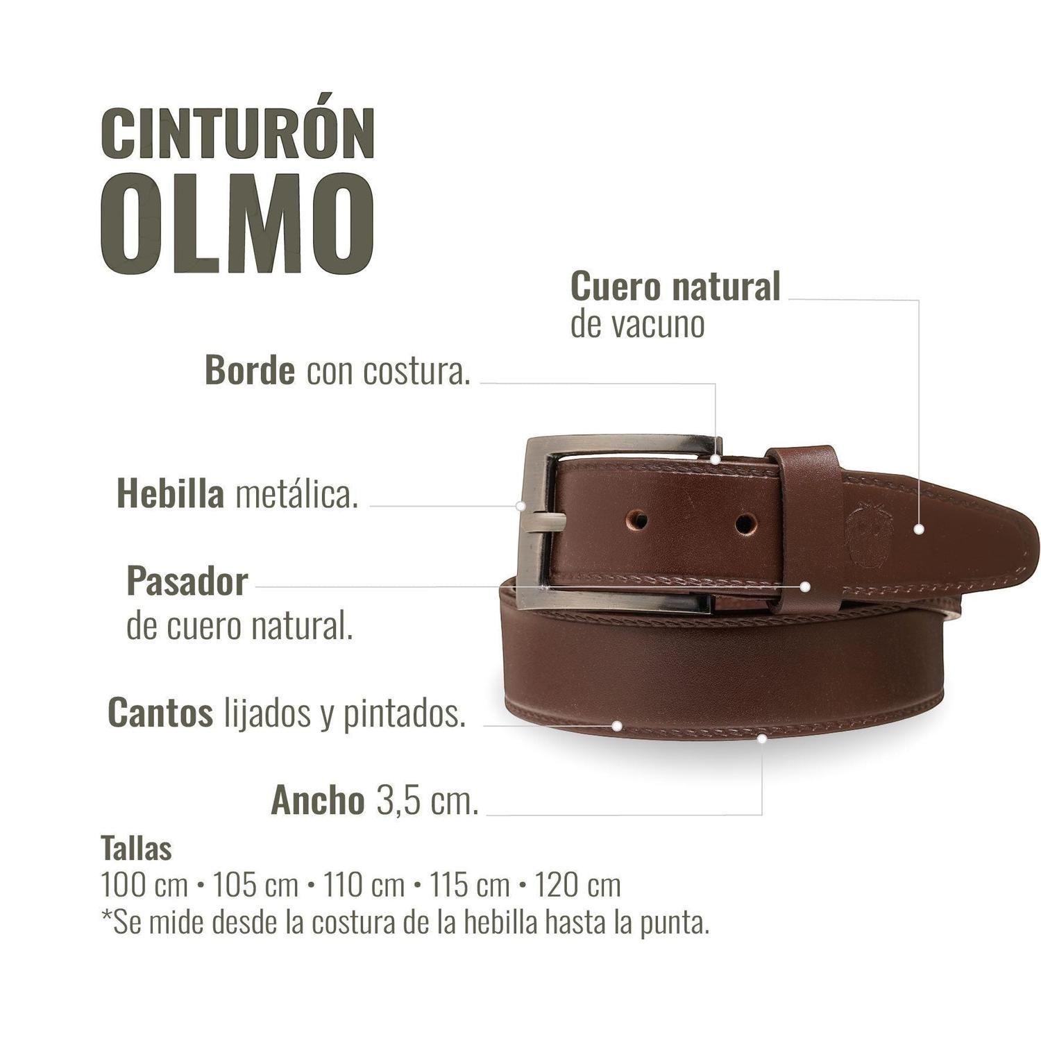 Cinturón Clásico de Cuero con Costura OLKI Olmo - Café Oscuro-2