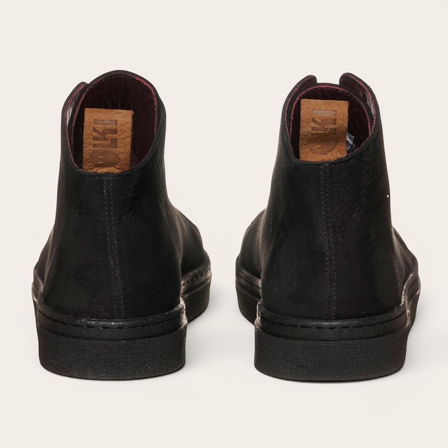 Zapatilla Altas de Cuero Manquehue OLKI - Negra/Negra-6