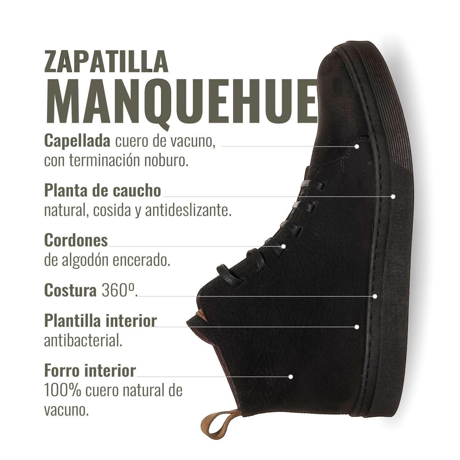 Zapatilla Altas de Cuero Manquehue OLKI - Negra/Negra-8