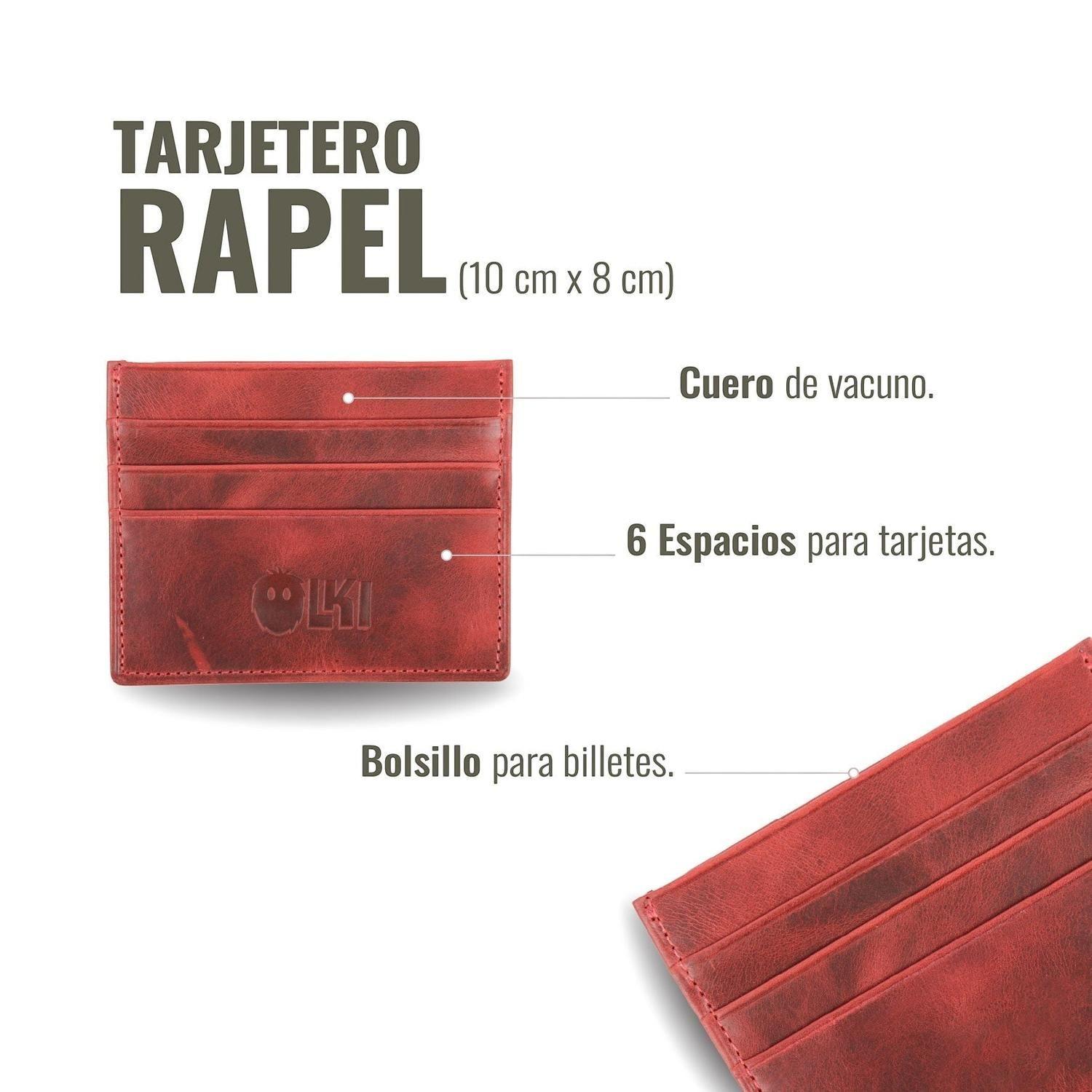 Billetera Tarjetero de Cuero OLKI Rapel - Rojo-4