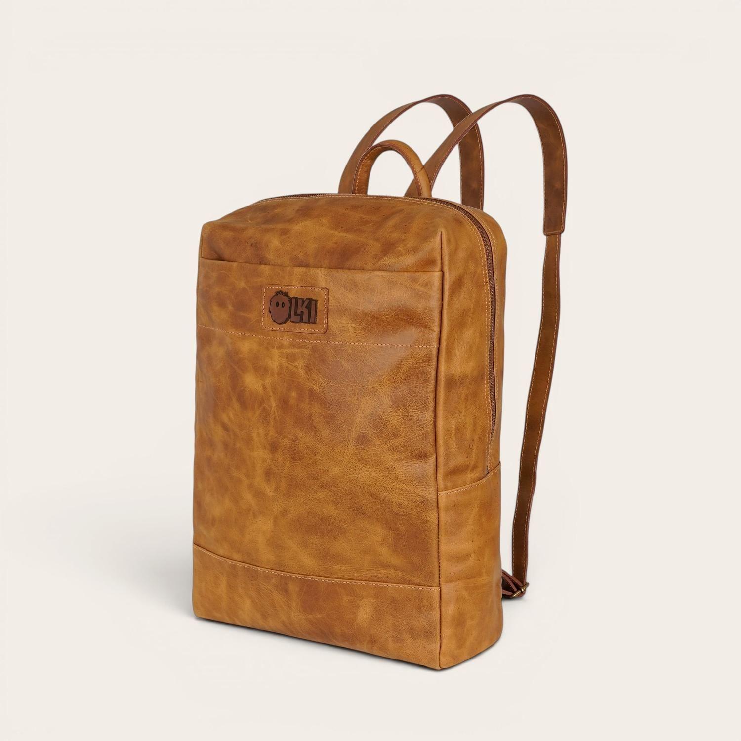 Mochila Clasica de Cuero Natural Imperial OLKI - Café-0