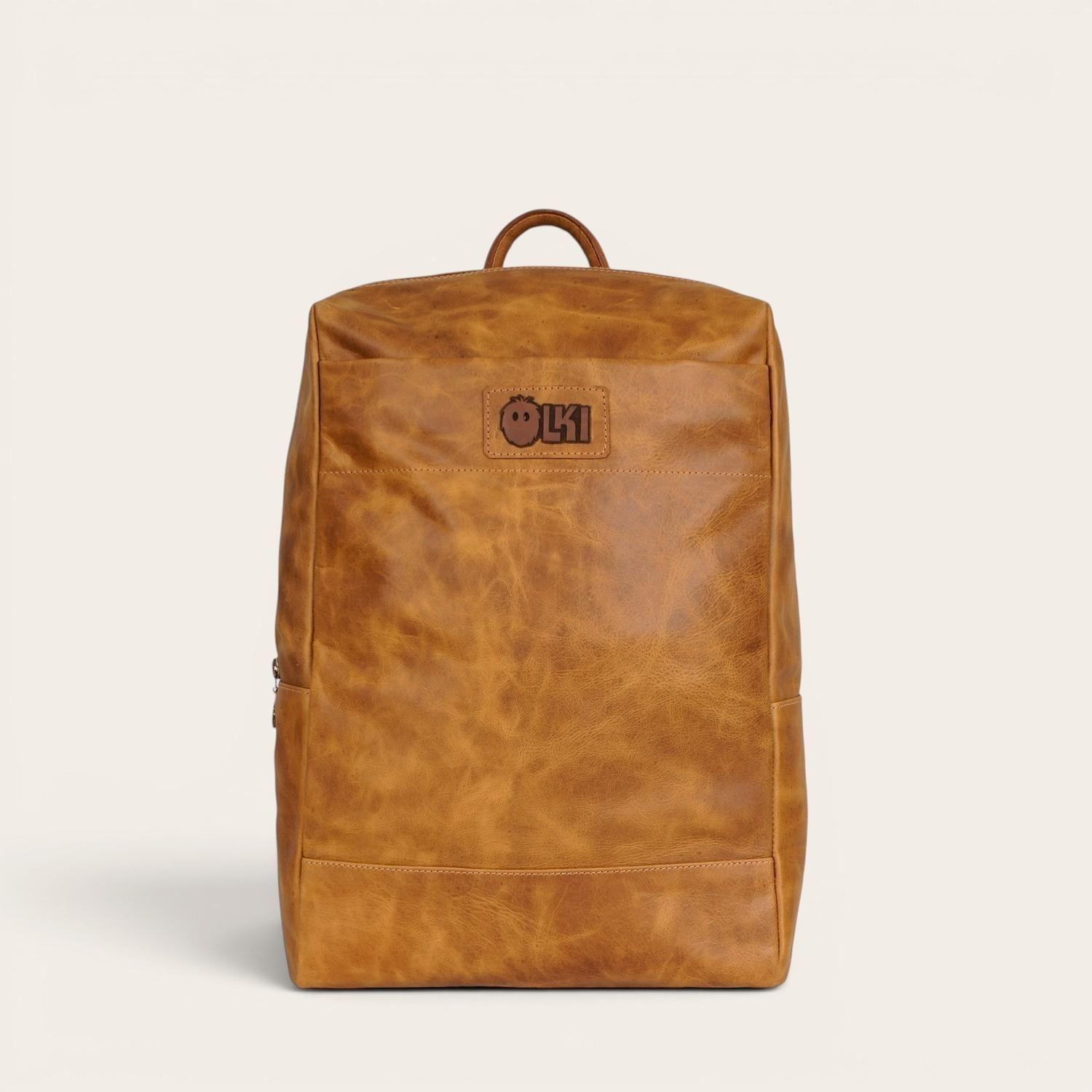 Mochila Clasica de Cuero Natural Imperial OLKI - Café-2